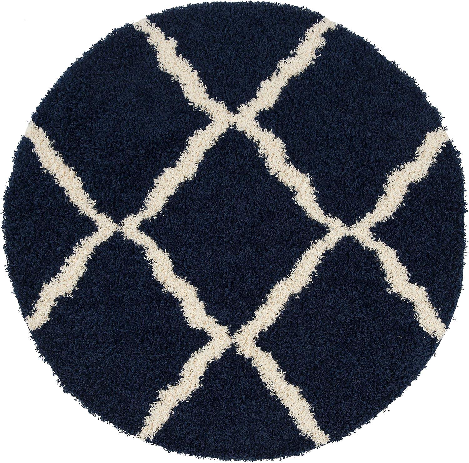 image:imageSAFAVIEH Area Rug 8x10 Dallas Shag Collection Large Ivory amp Beige Trellis Pattern NonShedding amp Easy Cleaning Plush Thick Pile Ideal for Living Room Bedroom Dining Space SGD257BNavyIvory