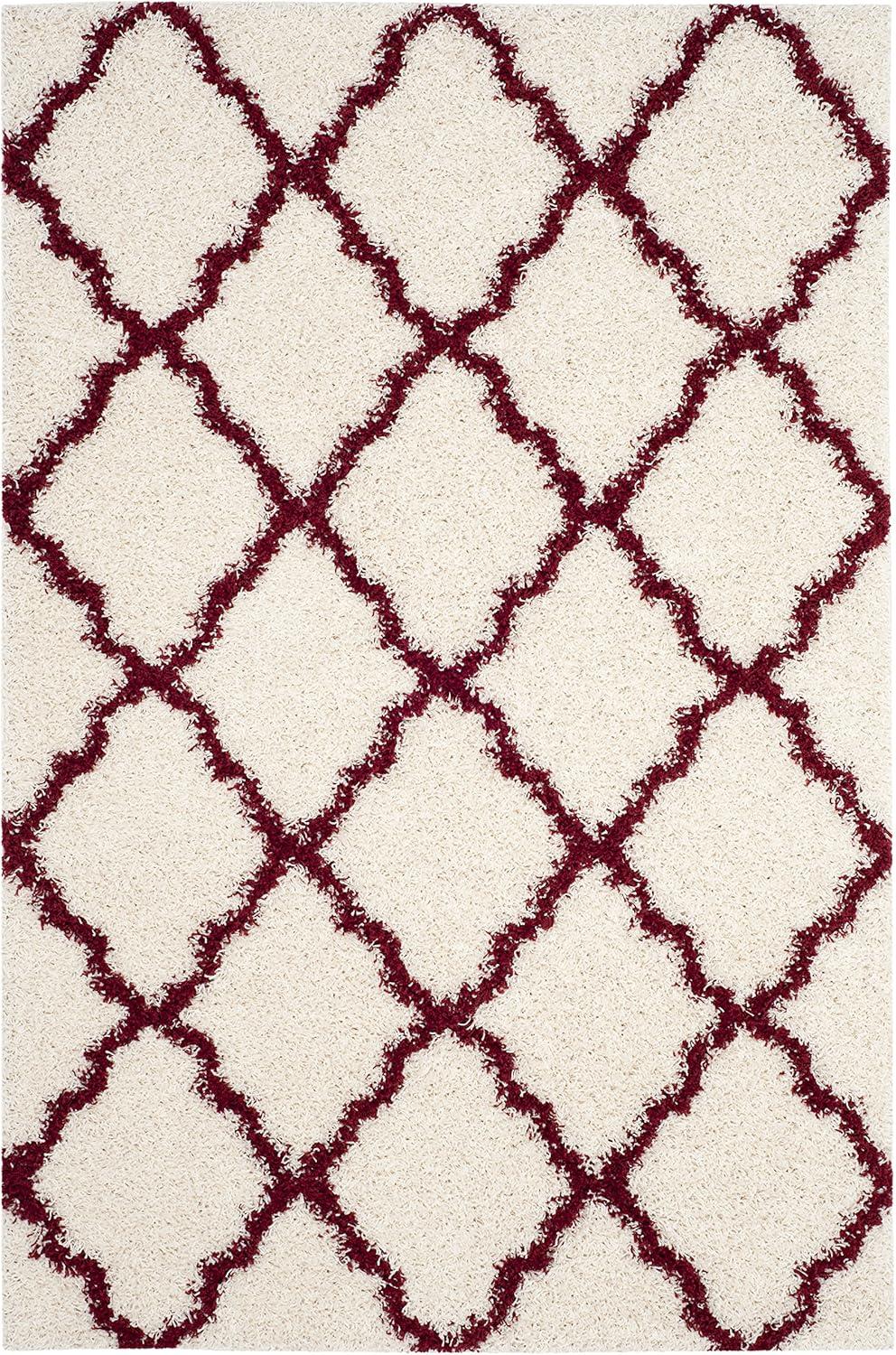 image:imageSAFAVIEH Area Rug 8x10 Dallas Shag Collection Large Ivory amp Beige Trellis Pattern NonShedding amp Easy Cleaning Plush Thick Pile Ideal for Living Room Bedroom Dining Space SGD257BIvoryRed