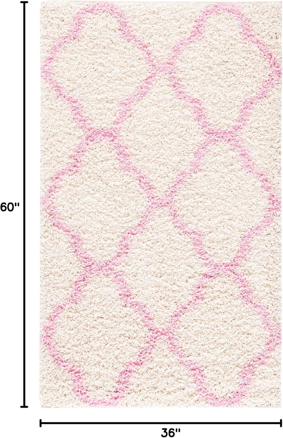 image:imageSAFAVIEH Area Rug 8x10 Dallas Shag Collection Large Ivory amp Beige Trellis Pattern NonShedding amp Easy Cleaning Plush Thick Pile Ideal for Living Room Bedroom Dining Space SGD257BIvoryLight Pink