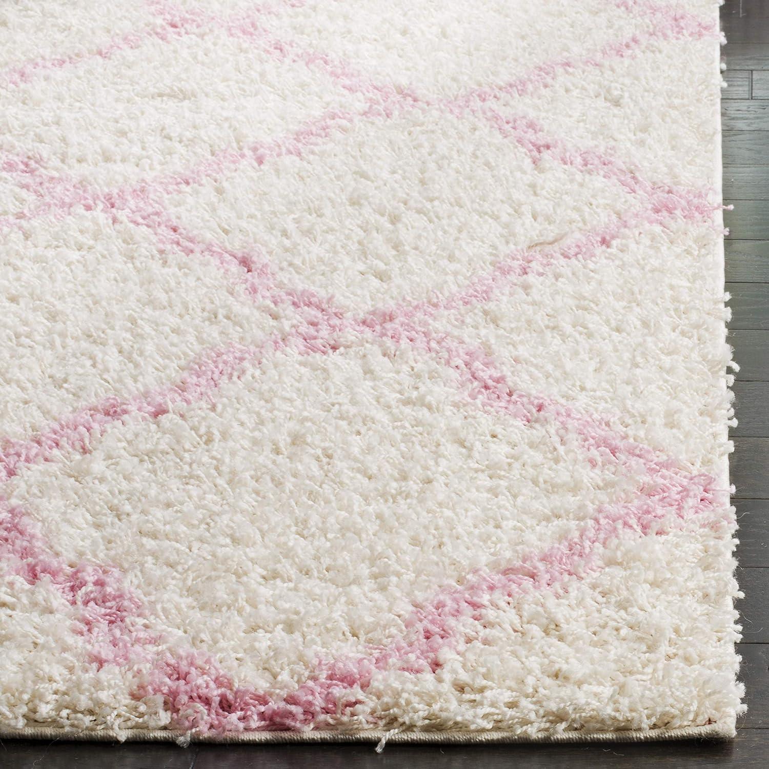 image:imageSAFAVIEH Area Rug 8x10 Dallas Shag Collection Large Ivory amp Beige Trellis Pattern NonShedding amp Easy Cleaning Plush Thick Pile Ideal for Living Room Bedroom Dining Space SGD257BIvoryLight Pink