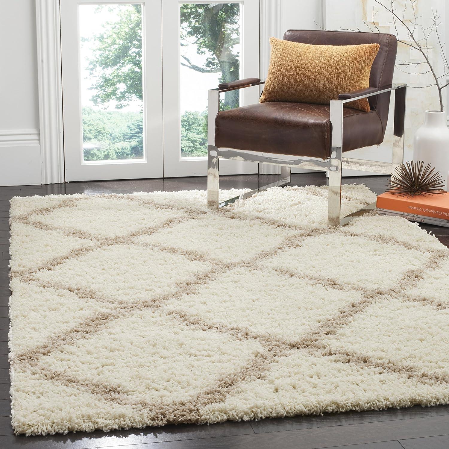 image:imageSAFAVIEH Area Rug 8x10 Dallas Shag Collection Large Ivory amp Beige Trellis Pattern NonShedding amp Easy Cleaning Plush Thick Pile Ideal for Living Room Bedroom Dining Space SGD257BIvoryBeige
