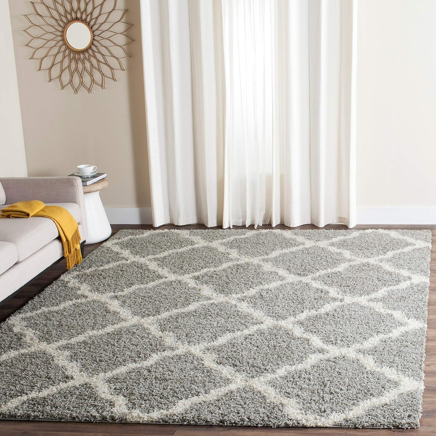 image:imageSAFAVIEH Area Rug 8x10 Dallas Shag Collection Large Ivory amp Beige Trellis Pattern NonShedding amp Easy Cleaning Plush Thick Pile Ideal for Living Room Bedroom Dining Space SGD257BIvoryLight Pink