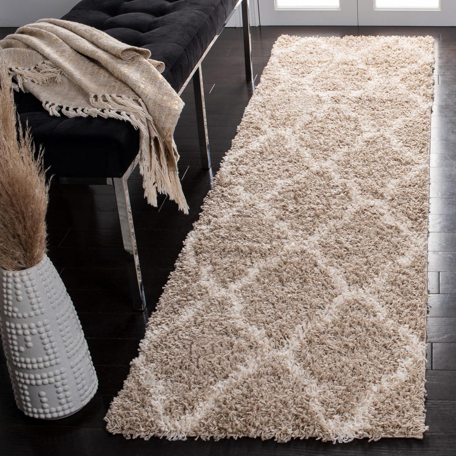image:imageSAFAVIEH Area Rug 8x10 Dallas Shag Collection Large Ivory amp Beige Trellis Pattern NonShedding amp Easy Cleaning Plush Thick Pile Ideal for Living Room Bedroom Dining Space SGD257BBeigeIvory
