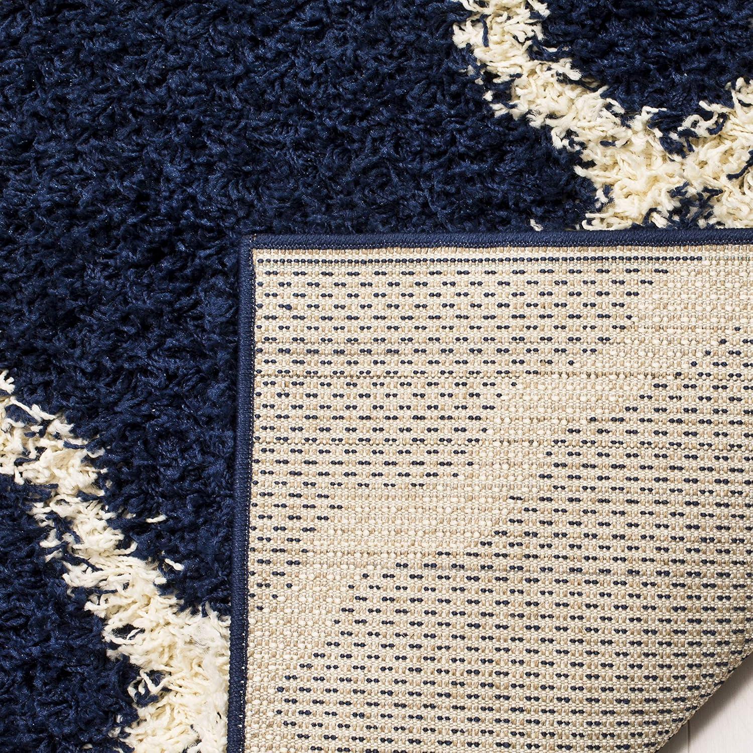 image:imageSAFAVIEH Area Rug 8x10 Dallas Shag Collection Large Ivory amp Beige Trellis Pattern NonShedding amp Easy Cleaning Plush Thick Pile Ideal for Living Room Bedroom Dining Space SGD257BNavyIvory