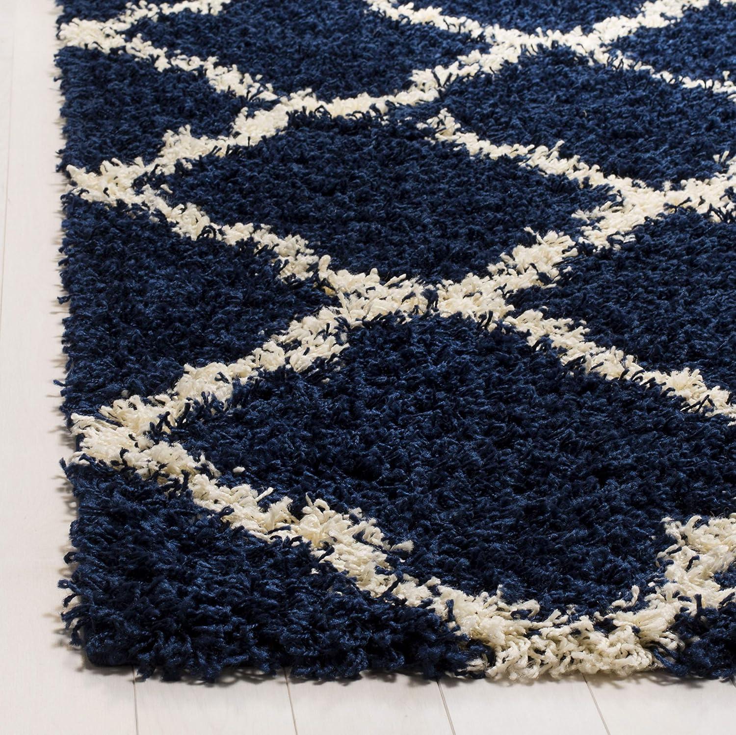 image:imageSAFAVIEH Area Rug 8x10 Dallas Shag Collection Large Ivory amp Beige Trellis Pattern NonShedding amp Easy Cleaning Plush Thick Pile Ideal for Living Room Bedroom Dining Space SGD257BNavyIvory