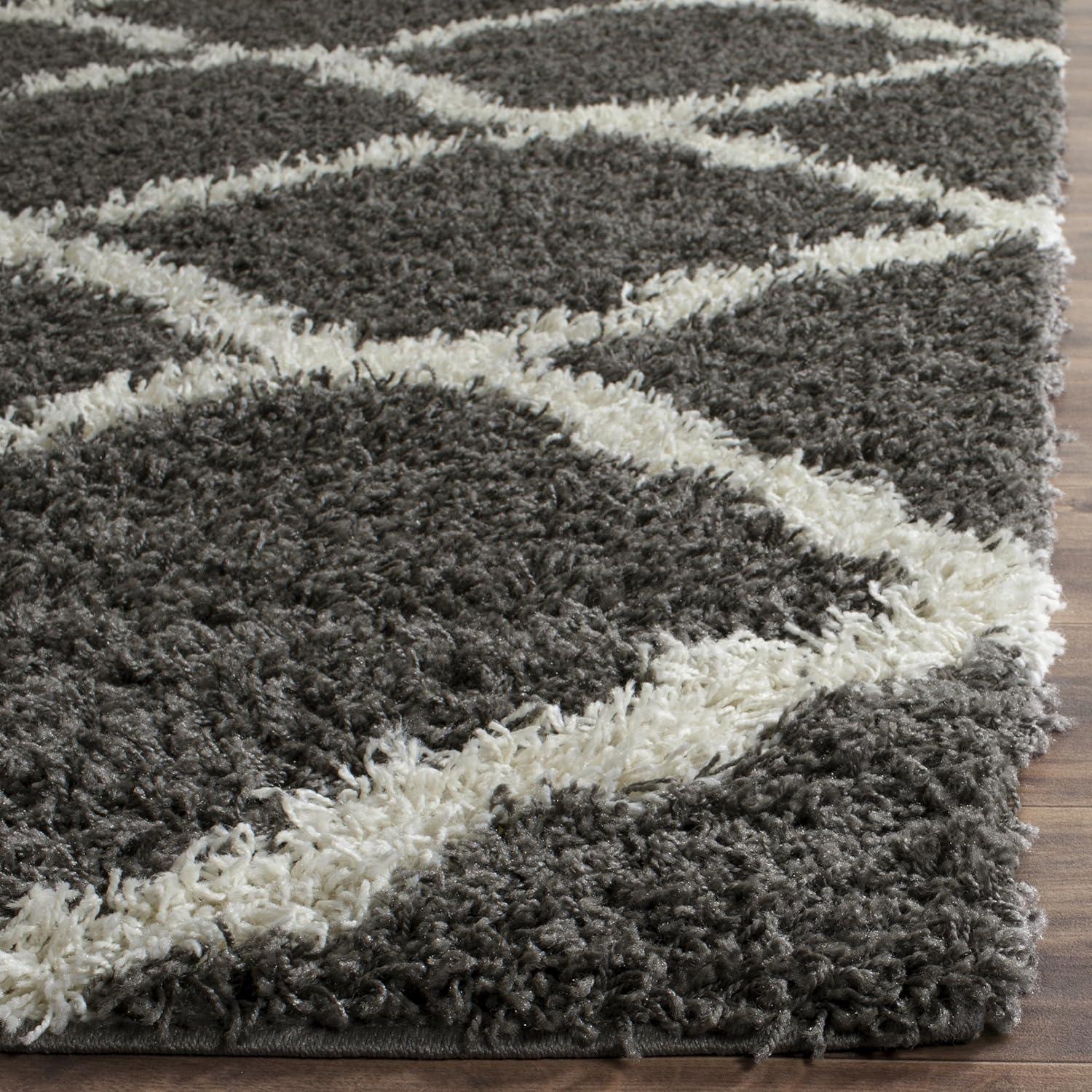 image:imageSAFAVIEH Area Rug 8x10 Dallas Shag Collection Large Ivory amp Beige Trellis Pattern NonShedding amp Easy Cleaning Plush Thick Pile Ideal for Living Room Bedroom Dining Space SGD257BDark GreyIvory