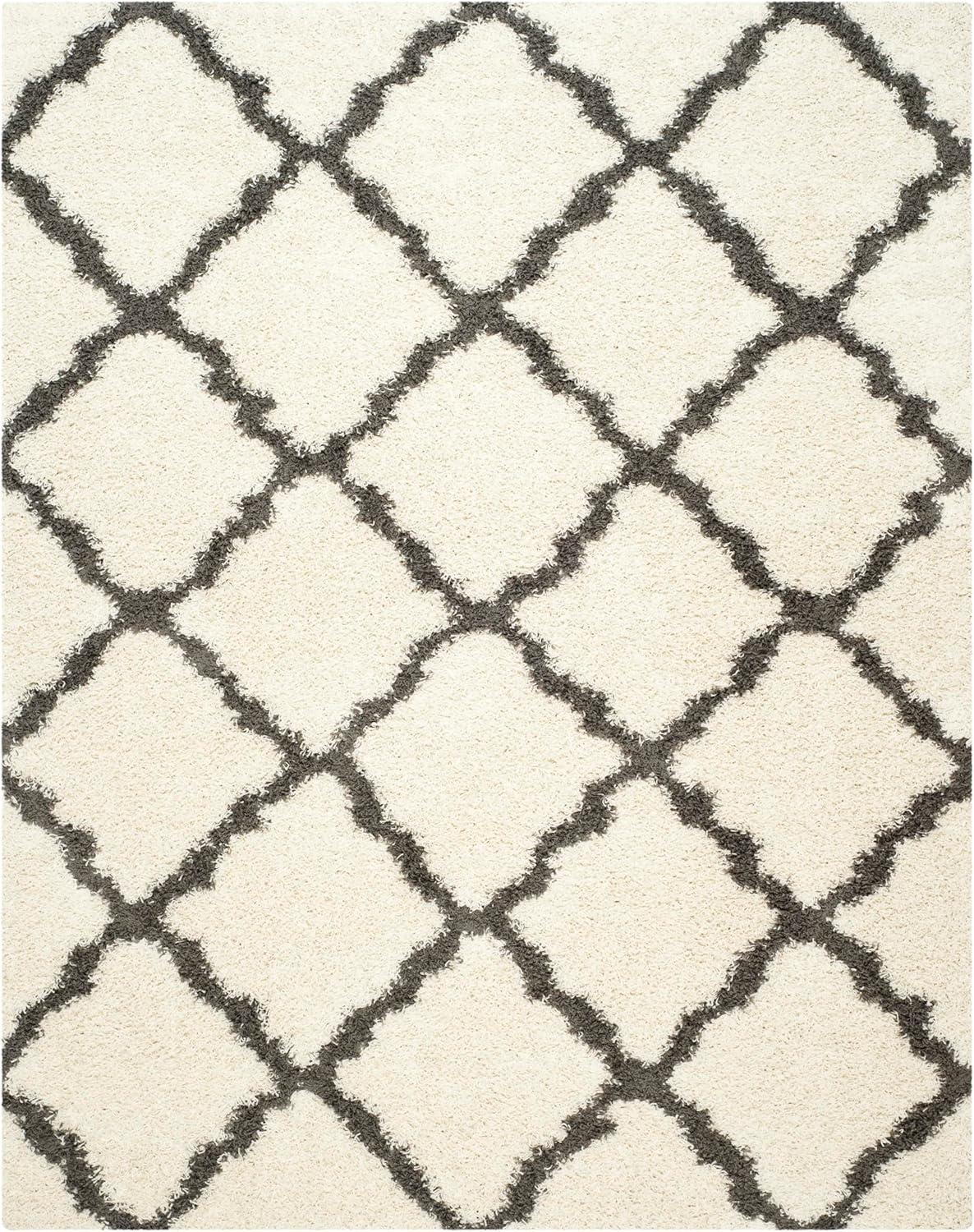 image:imageSAFAVIEH Area Rug 8x10 Dallas Shag Collection Large Ivory amp Beige Trellis Pattern NonShedding amp Easy Cleaning Plush Thick Pile Ideal for Living Room Bedroom Dining Space SGD257BIvoryDark Grey