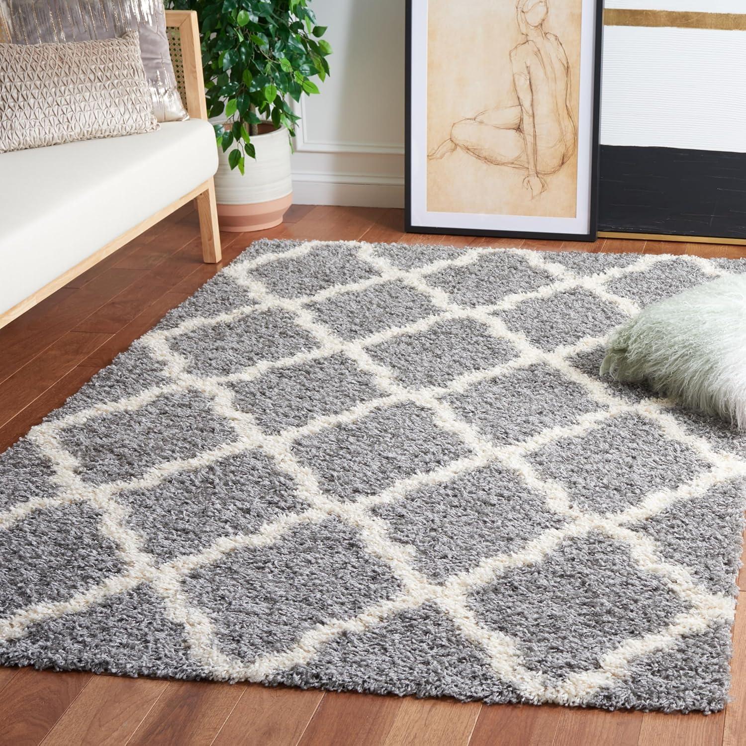 image:imageSAFAVIEH Area Rug 8x10 Dallas Shag Collection Large Ivory amp Beige Trellis Pattern NonShedding amp Easy Cleaning Plush Thick Pile Ideal for Living Room Bedroom Dining Space SGD257BGreyIvory
