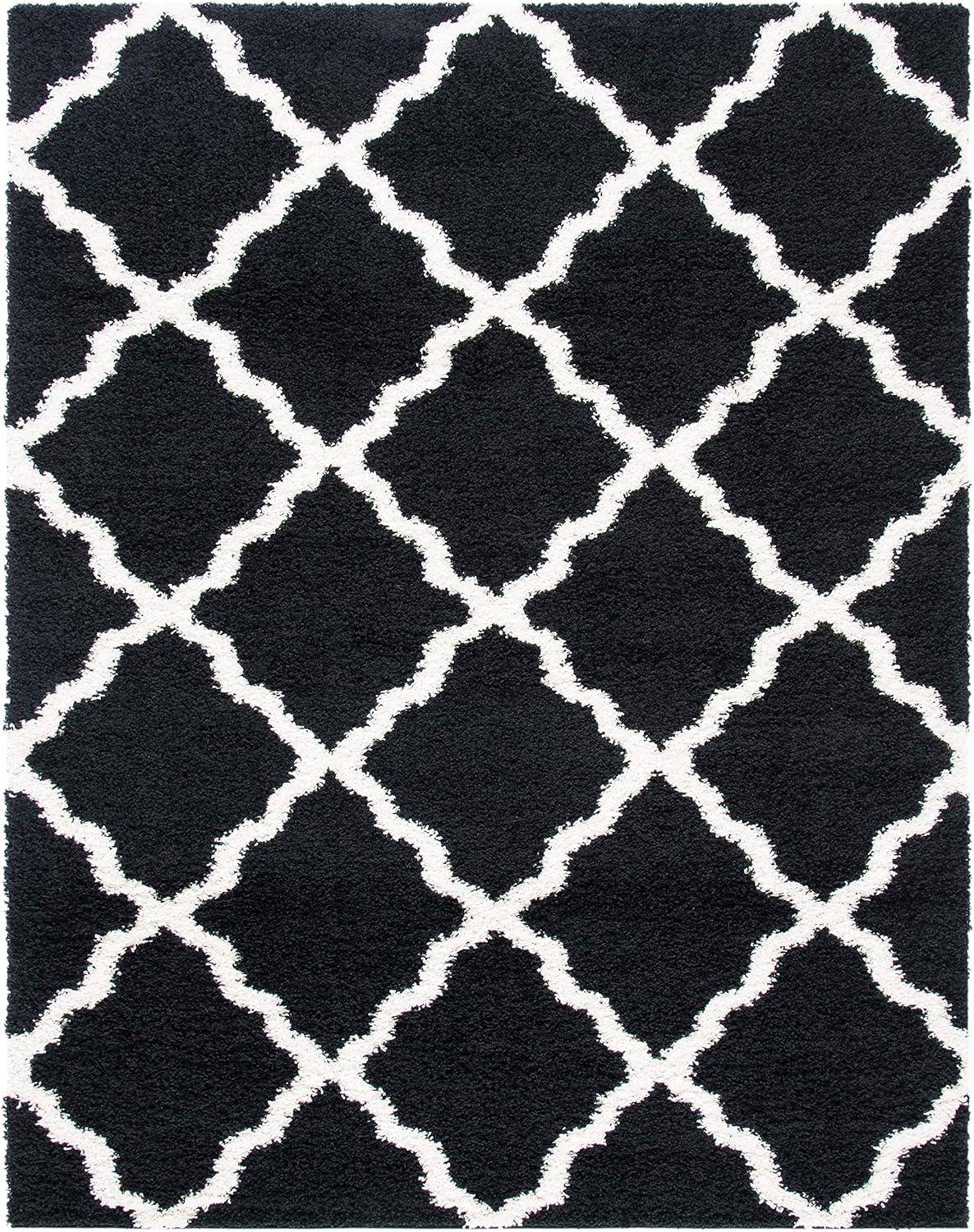 image:imageSAFAVIEH Area Rug 8x10 Dallas Shag Collection Large Ivory amp Beige Trellis Pattern NonShedding amp Easy Cleaning Plush Thick Pile Ideal for Living Room Bedroom Dining Space SGD257BBlackIvory