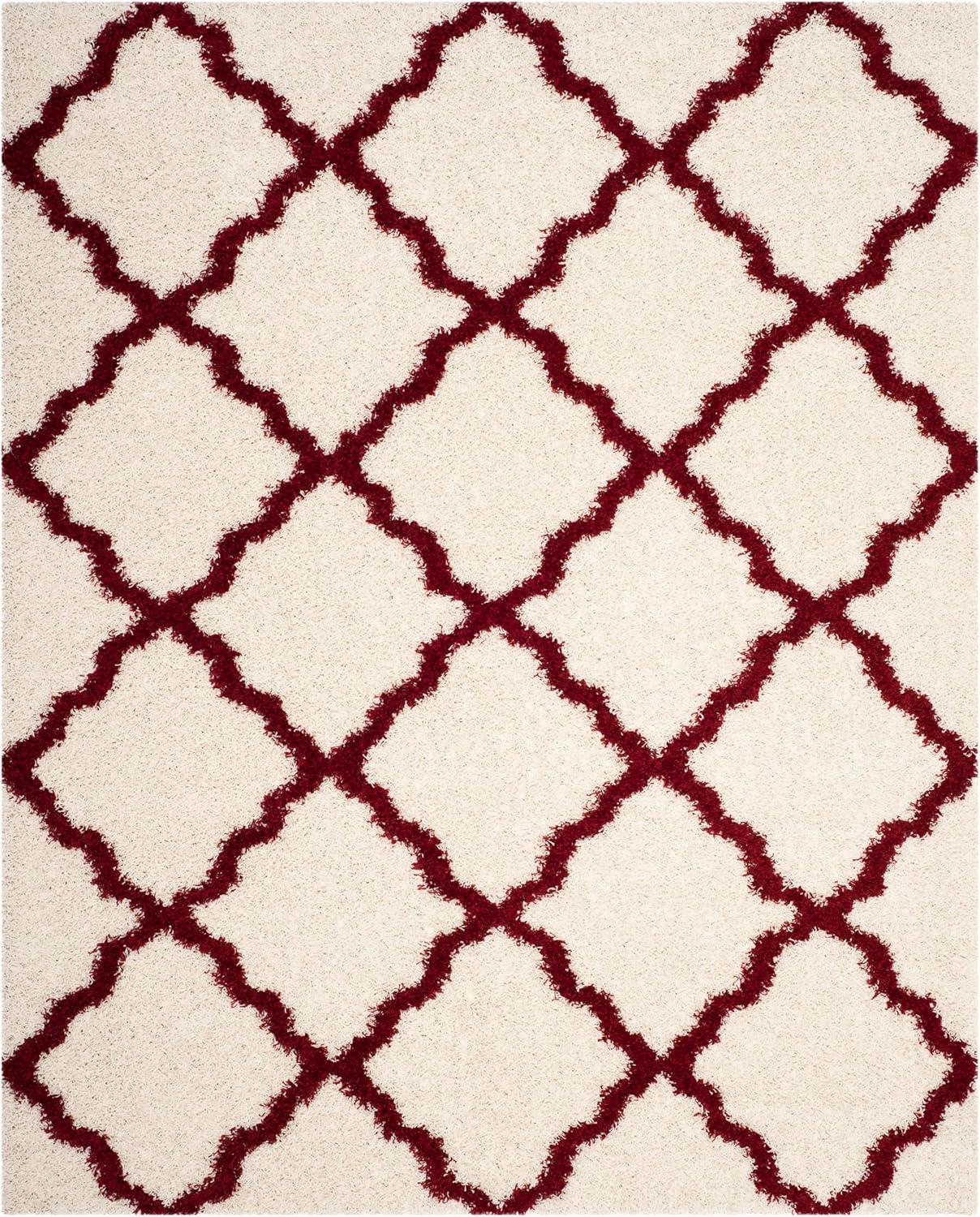 image:imageSAFAVIEH Area Rug 8x10 Dallas Shag Collection Large Ivory amp Beige Trellis Pattern NonShedding amp Easy Cleaning Plush Thick Pile Ideal for Living Room Bedroom Dining Space SGD257BIvoryRed