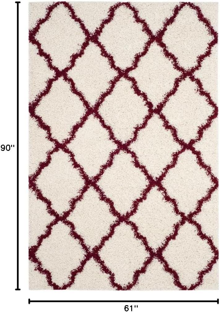 image:imageSAFAVIEH Area Rug 8x10 Dallas Shag Collection Large Ivory amp Beige Trellis Pattern NonShedding amp Easy Cleaning Plush Thick Pile Ideal for Living Room Bedroom Dining Space SGD257BIvoryRed
