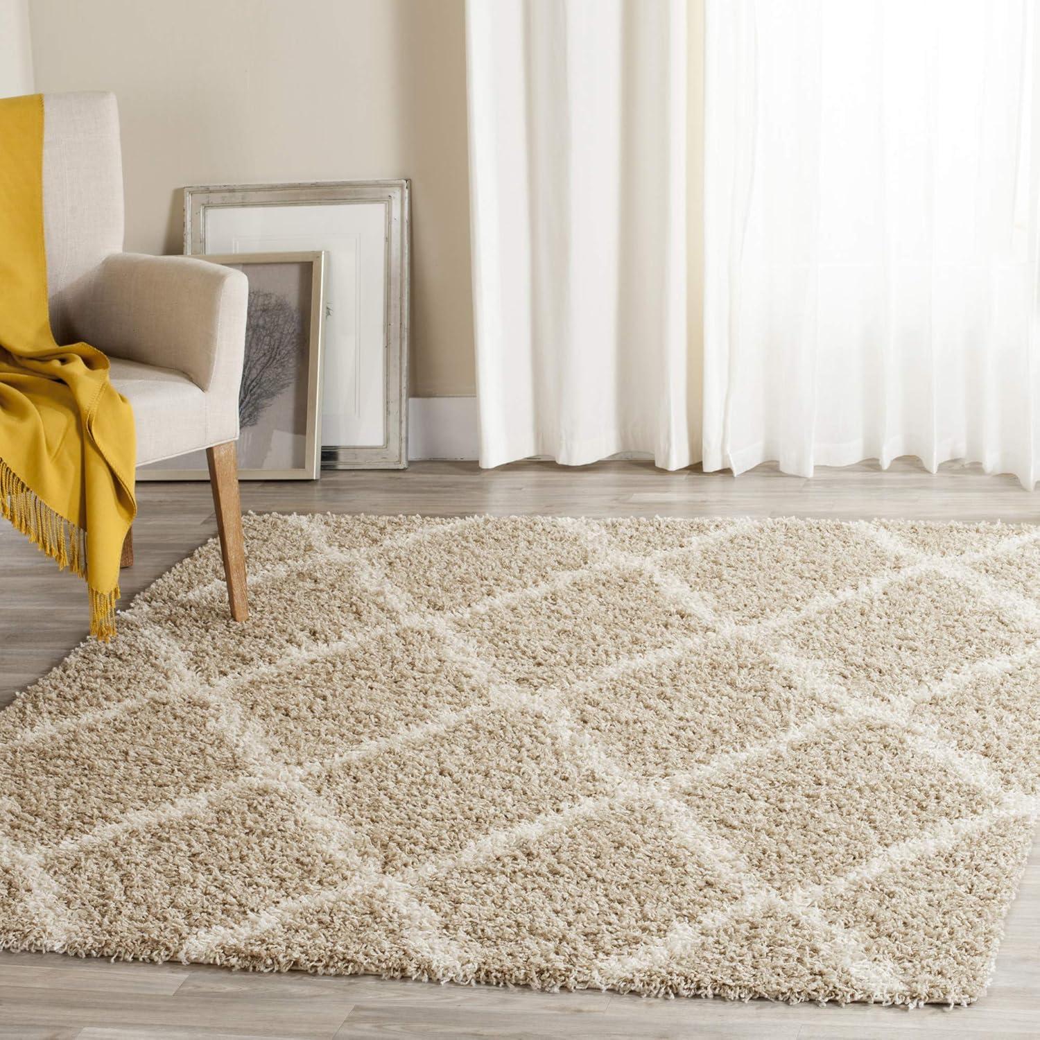 image:imageSAFAVIEH Area Rug 8x10 Dallas Shag Collection Large Ivory amp Beige Trellis Pattern NonShedding amp Easy Cleaning Plush Thick Pile Ideal for Living Room Bedroom Dining Space SGD257BIvoryRed
