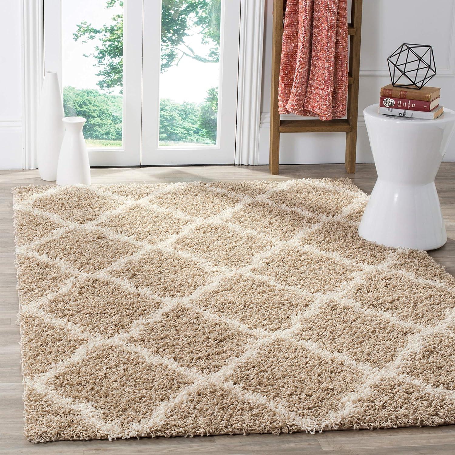 image:imageSAFAVIEH Area Rug 8x10 Dallas Shag Collection Large Ivory amp Beige Trellis Pattern NonShedding amp Easy Cleaning Plush Thick Pile Ideal for Living Room Bedroom Dining Space SGD257BIvoryBeige