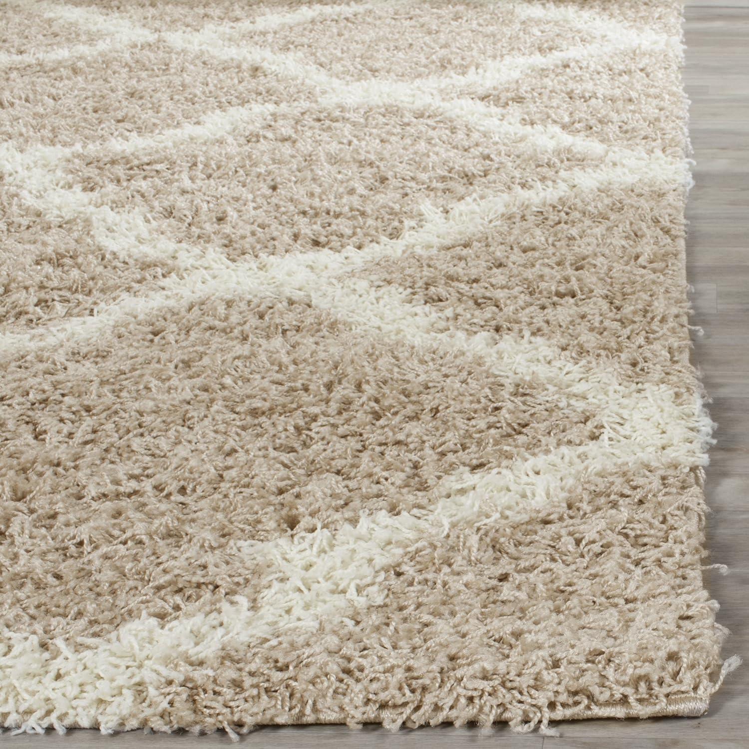 image:imageSAFAVIEH Area Rug 8x10 Dallas Shag Collection Large Ivory amp Beige Trellis Pattern NonShedding amp Easy Cleaning Plush Thick Pile Ideal for Living Room Bedroom Dining Space SGD257BBeigeIvory
