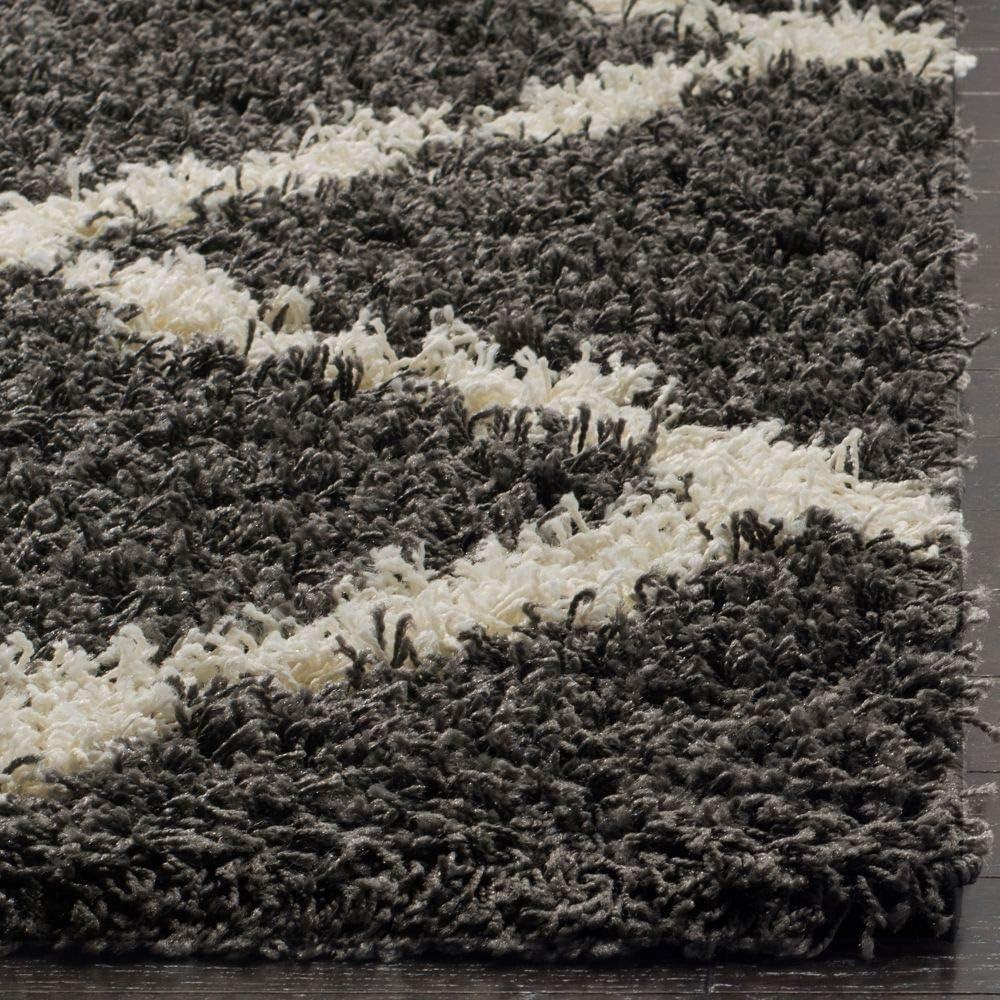 image:imageSAFAVIEH Area Rug 8x10 Dallas Shag Collection Large Ivory amp Beige Trellis Pattern NonShedding amp Easy Cleaning Plush Thick Pile Ideal for Living Room Bedroom Dining Space SGD257BDark GreyIvory