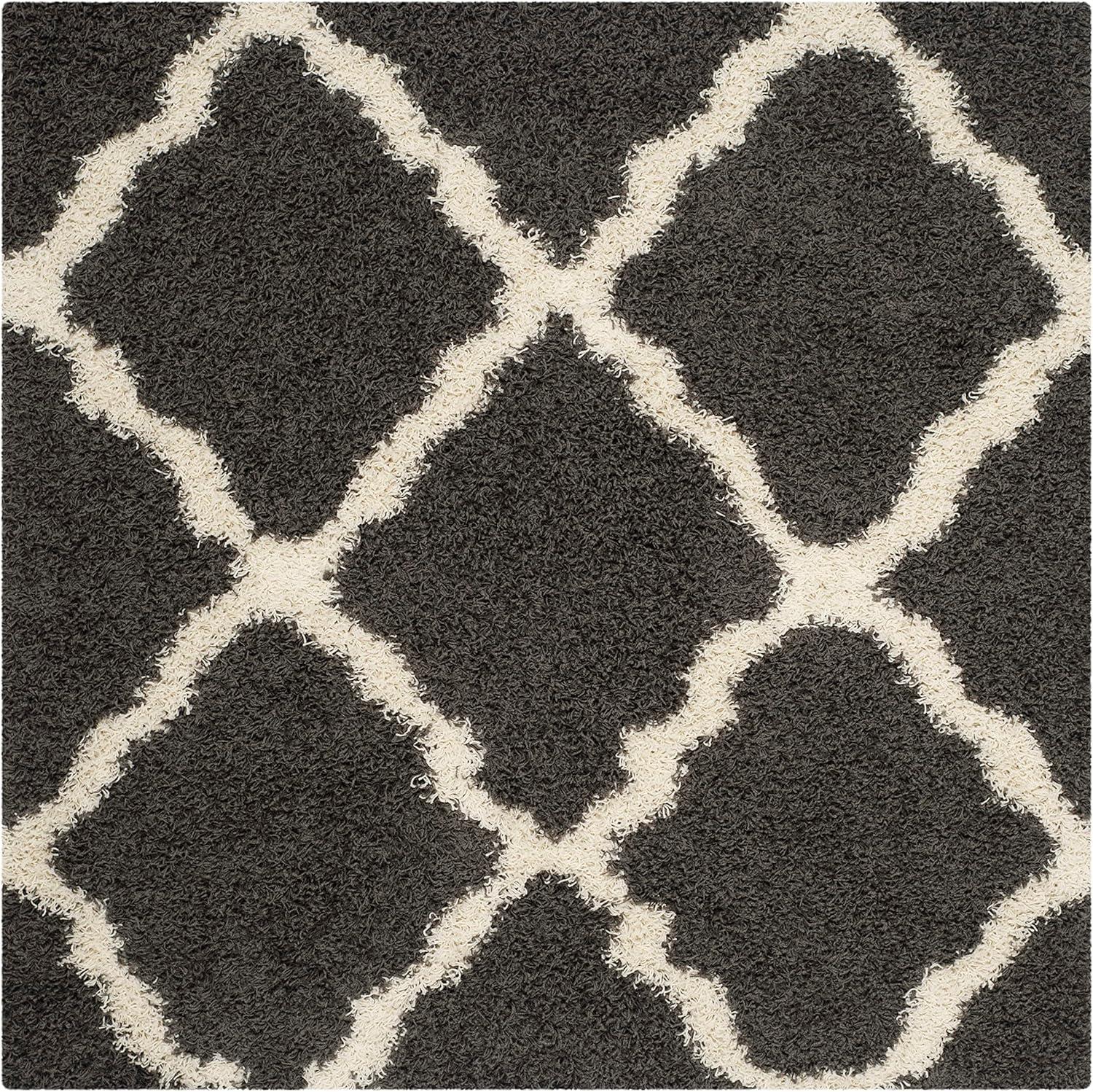 image:imageSAFAVIEH Area Rug 8x10 Dallas Shag Collection Large Ivory amp Beige Trellis Pattern NonShedding amp Easy Cleaning Plush Thick Pile Ideal for Living Room Bedroom Dining Space SGD257BDark GreyIvory