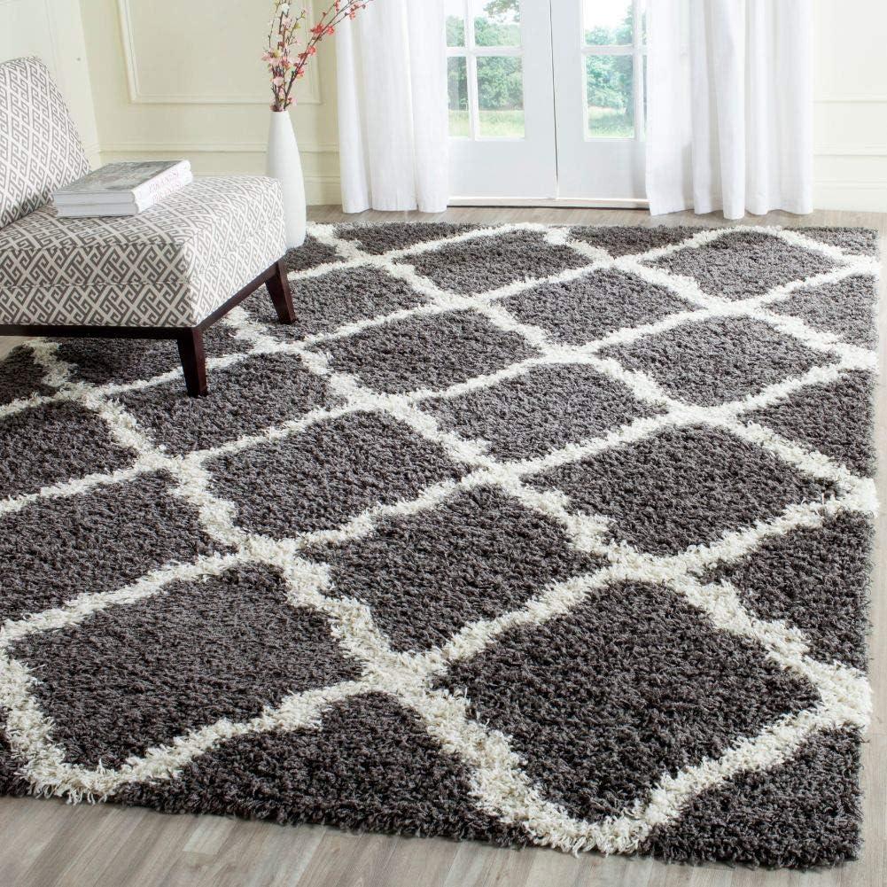 image:imageSAFAVIEH Area Rug 8x10 Dallas Shag Collection Large Ivory amp Beige Trellis Pattern NonShedding amp Easy Cleaning Plush Thick Pile Ideal for Living Room Bedroom Dining Space SGD257BDark GreyIvory
