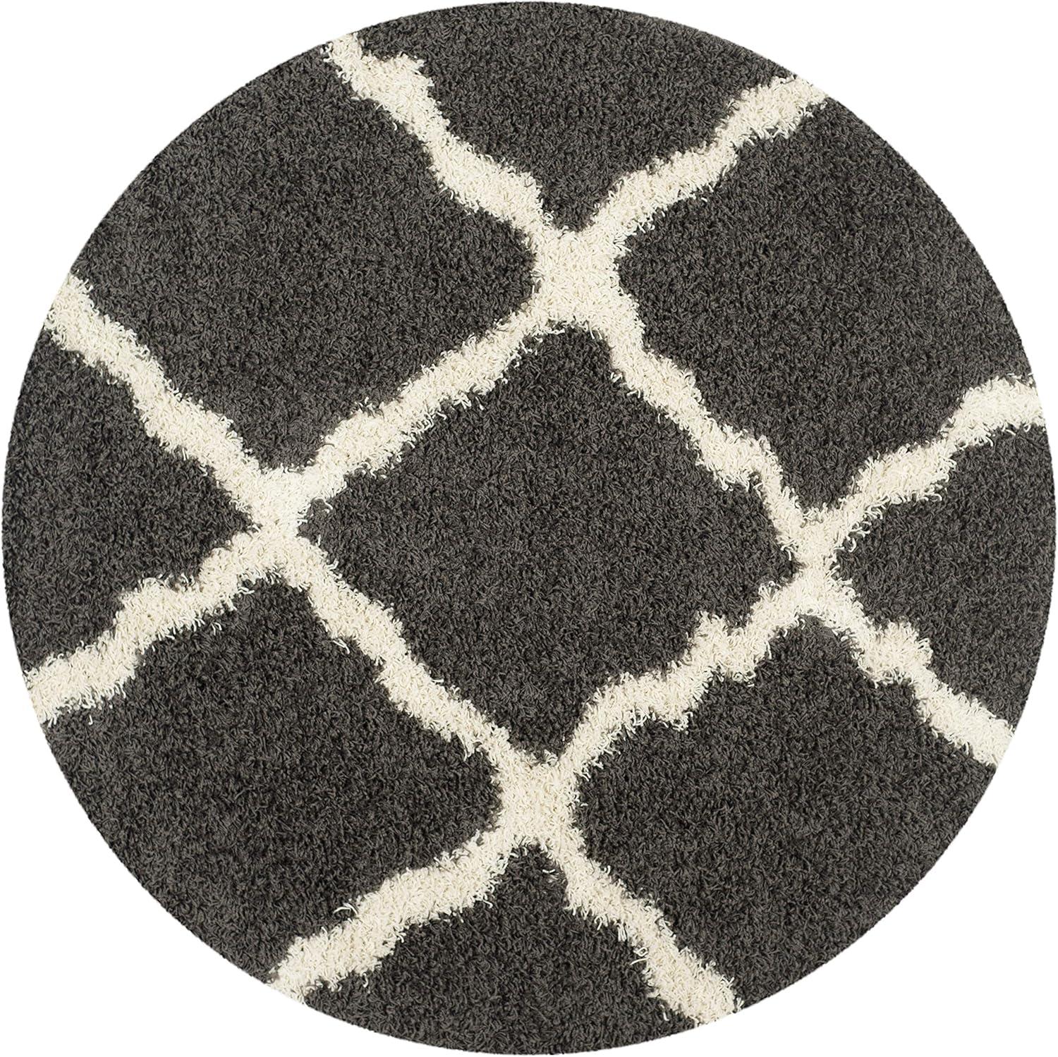 image:imageSAFAVIEH Area Rug 8x10 Dallas Shag Collection Large Ivory amp Beige Trellis Pattern NonShedding amp Easy Cleaning Plush Thick Pile Ideal for Living Room Bedroom Dining Space SGD257BDark GreyIvory