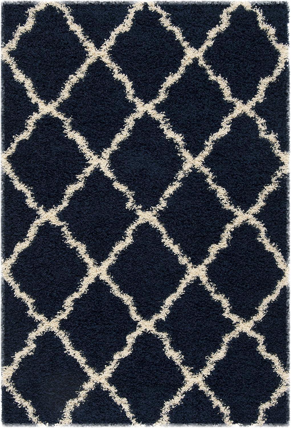 image:imageSAFAVIEH Area Rug 8x10 Dallas Shag Collection Large Ivory amp Beige Trellis Pattern NonShedding amp Easy Cleaning Plush Thick Pile Ideal for Living Room Bedroom Dining Space SGD257BNavyIvory
