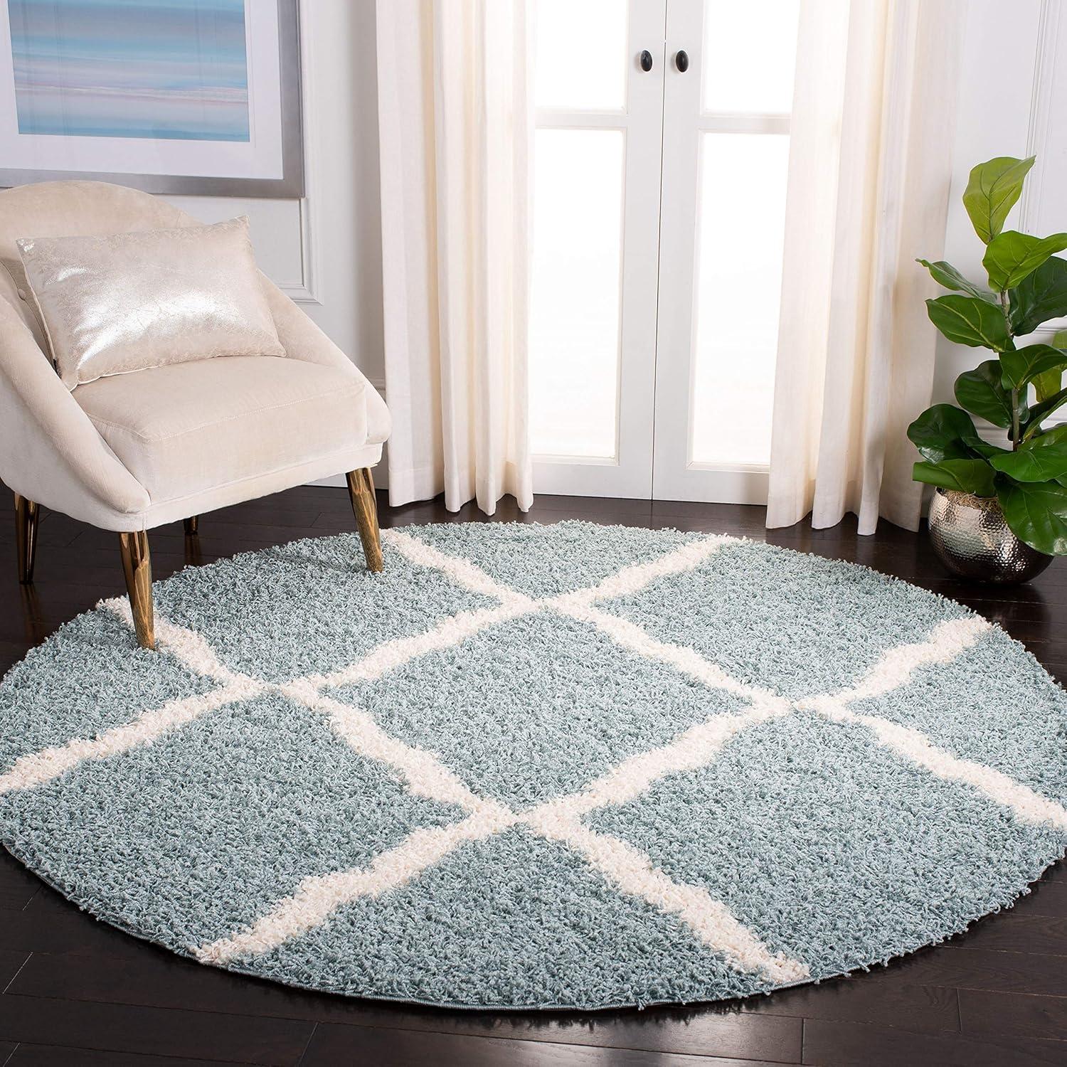image:imageSAFAVIEH Area Rug 8x10 Dallas Shag Collection Large Ivory amp Beige Trellis Pattern NonShedding amp Easy Cleaning Plush Thick Pile Ideal for Living Room Bedroom Dining Space SGD257BSeafoamIvory