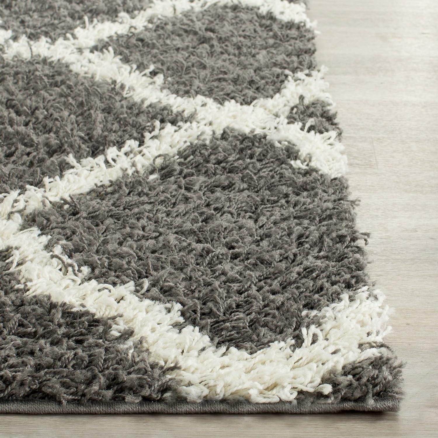 image:imageSAFAVIEH Area Rug 8x10 Dallas Shag Collection Large Ivory amp Beige Trellis Pattern NonShedding amp Easy Cleaning Plush Thick Pile Ideal for Living Room Bedroom Dining Space SGD257BDark GreyIvory