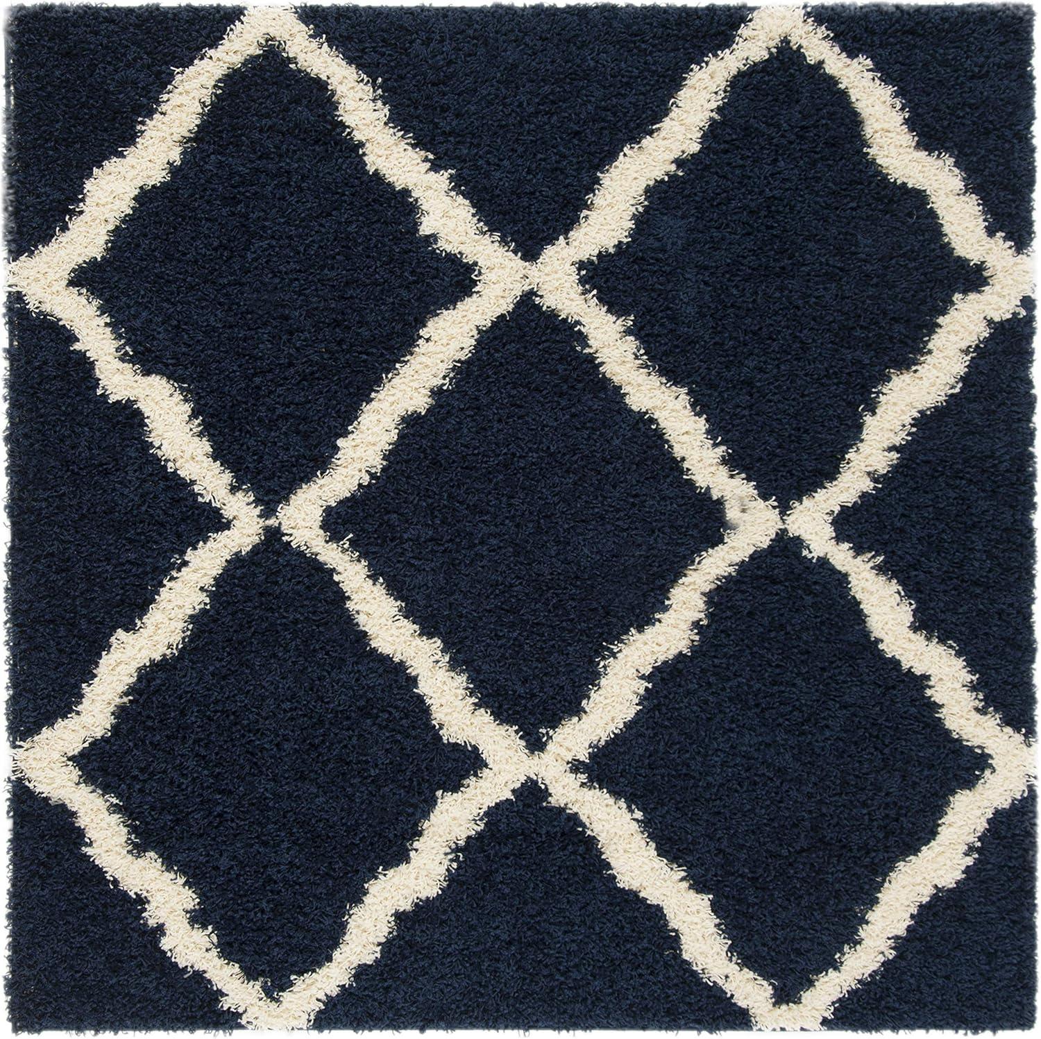 image:imageSAFAVIEH Area Rug 8x10 Dallas Shag Collection Large Ivory amp Beige Trellis Pattern NonShedding amp Easy Cleaning Plush Thick Pile Ideal for Living Room Bedroom Dining Space SGD257BNavyIvory