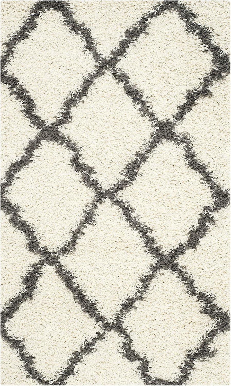 image:imageSAFAVIEH Area Rug 8x10 Dallas Shag Collection Large Ivory amp Beige Trellis Pattern NonShedding amp Easy Cleaning Plush Thick Pile Ideal for Living Room Bedroom Dining Space SGD257BIvoryDark Grey