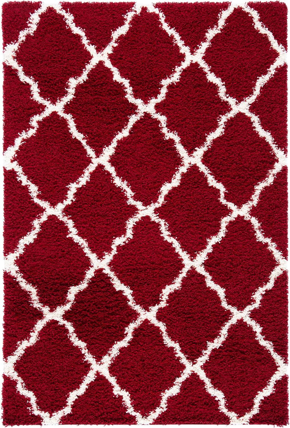 image:imageSAFAVIEH Area Rug 8x10 Dallas Shag Collection Large Ivory amp Beige Trellis Pattern NonShedding amp Easy Cleaning Plush Thick Pile Ideal for Living Room Bedroom Dining Space SGD257BRedIvory