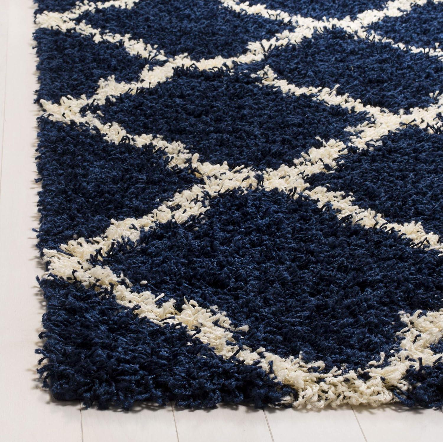 image:imageSAFAVIEH Area Rug 8x10 Dallas Shag Collection Large Ivory amp Beige Trellis Pattern NonShedding amp Easy Cleaning Plush Thick Pile Ideal for Living Room Bedroom Dining Space SGD257BNavyIvory