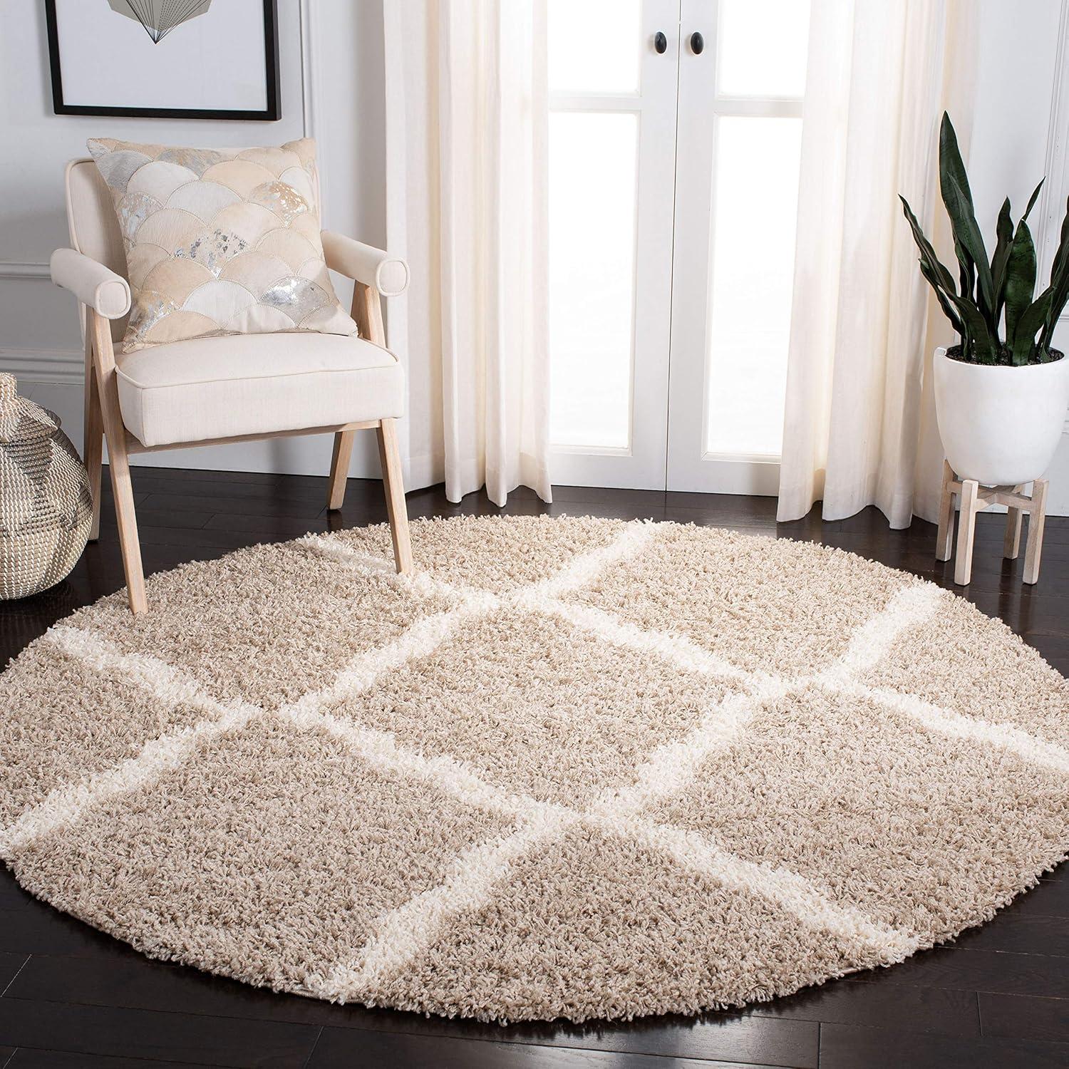 image:imageSAFAVIEH Area Rug 8x10 Dallas Shag Collection Large Ivory amp Beige Trellis Pattern NonShedding amp Easy Cleaning Plush Thick Pile Ideal for Living Room Bedroom Dining Space SGD257BBeigeIvory