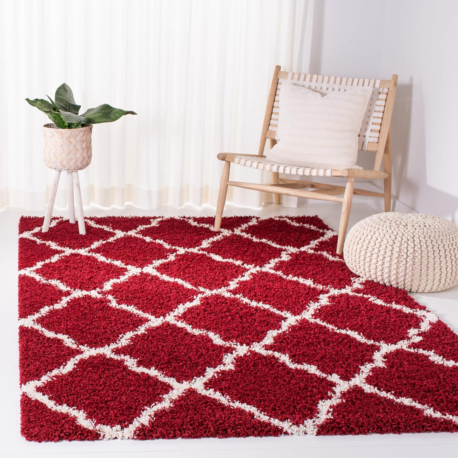 image:imageSAFAVIEH Area Rug 8x10 Dallas Shag Collection Large Ivory amp Beige Trellis Pattern NonShedding amp Easy Cleaning Plush Thick Pile Ideal for Living Room Bedroom Dining Space SGD257BRedIvory