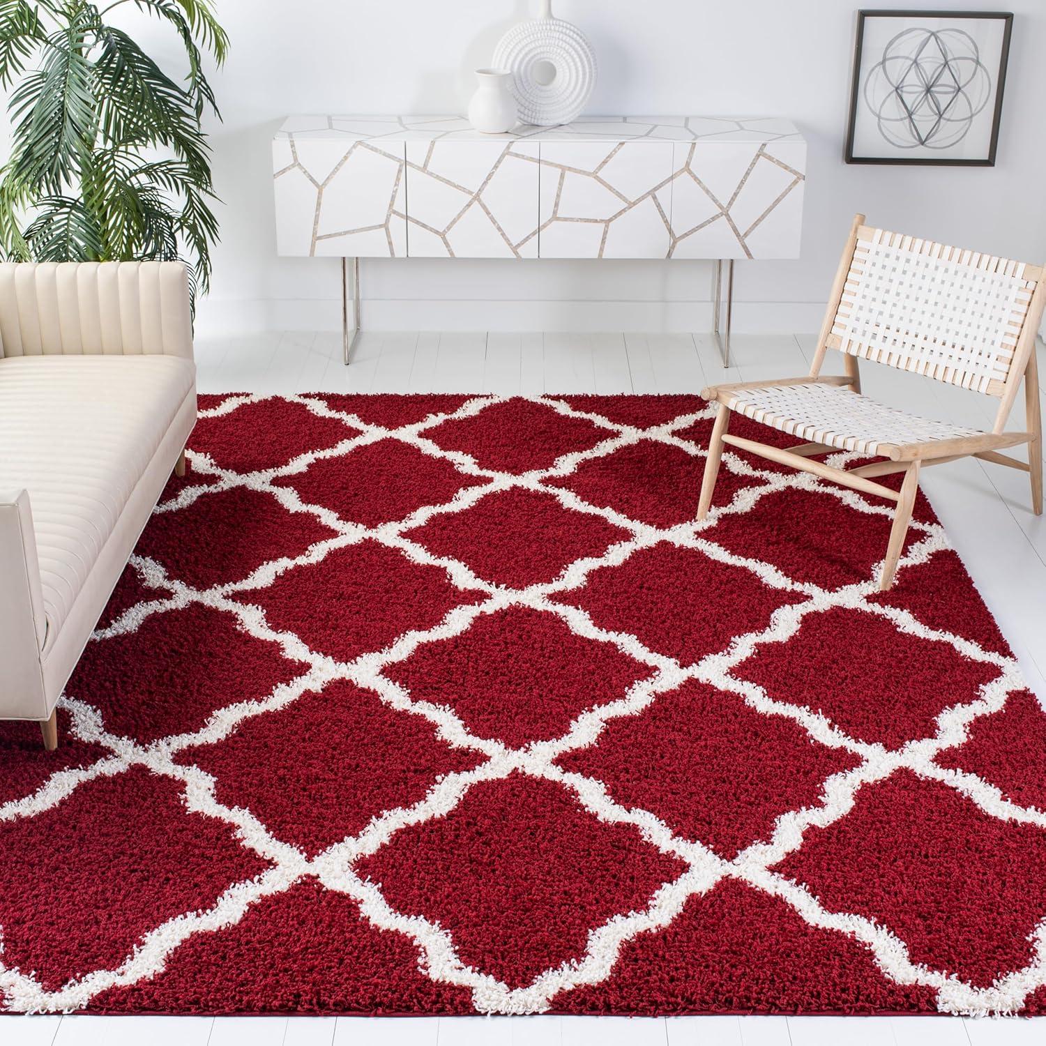 image:imageSAFAVIEH Area Rug 8x10 Dallas Shag Collection Large Ivory amp Beige Trellis Pattern NonShedding amp Easy Cleaning Plush Thick Pile Ideal for Living Room Bedroom Dining Space SGD257BRedIvory