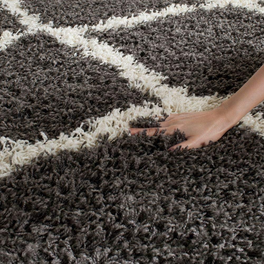 image:imageSAFAVIEH Area Rug 8x10 Dallas Shag Collection Large Ivory amp Beige Trellis Pattern NonShedding amp Easy Cleaning Plush Thick Pile Ideal for Living Room Bedroom Dining Space SGD257BDark GreyIvory