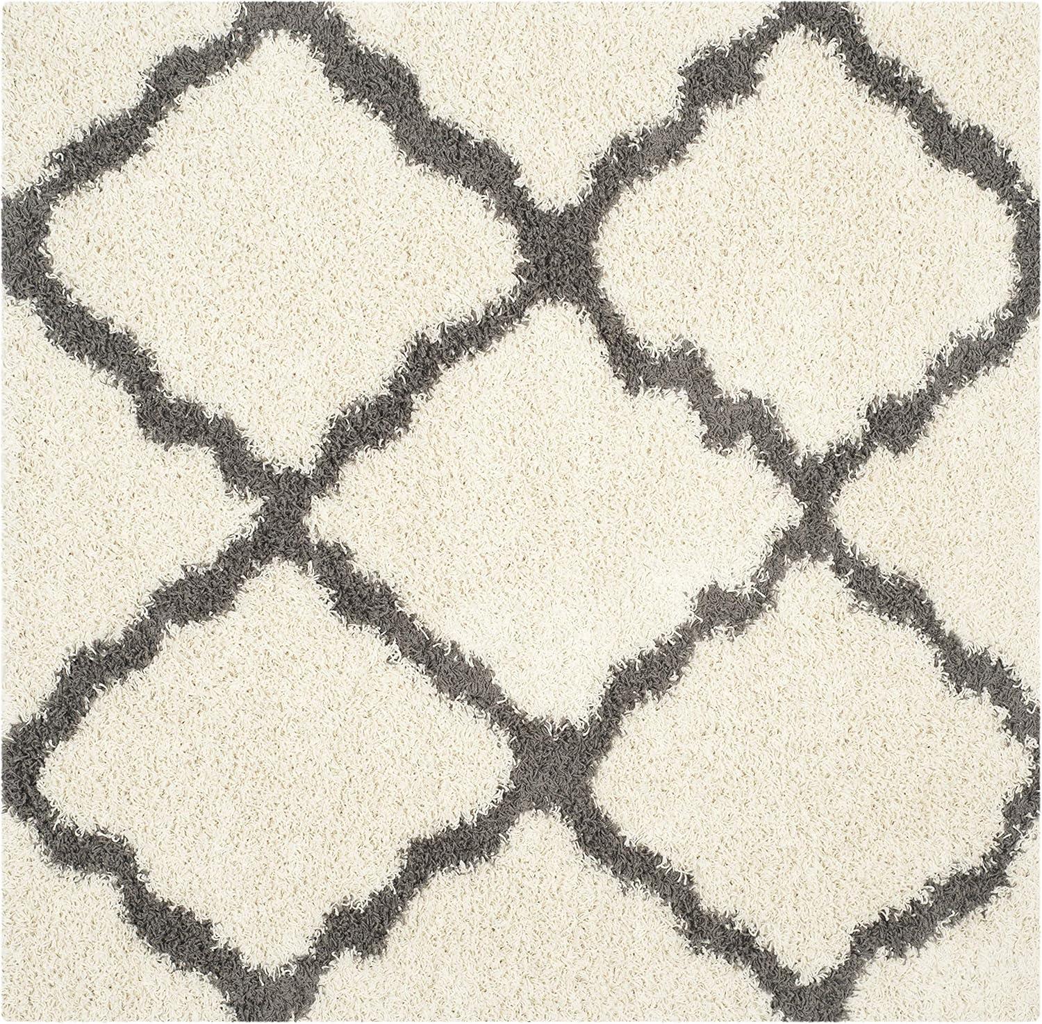 image:imageSAFAVIEH Area Rug 8x10 Dallas Shag Collection Large Ivory amp Beige Trellis Pattern NonShedding amp Easy Cleaning Plush Thick Pile Ideal for Living Room Bedroom Dining Space SGD257BIvoryDark Grey