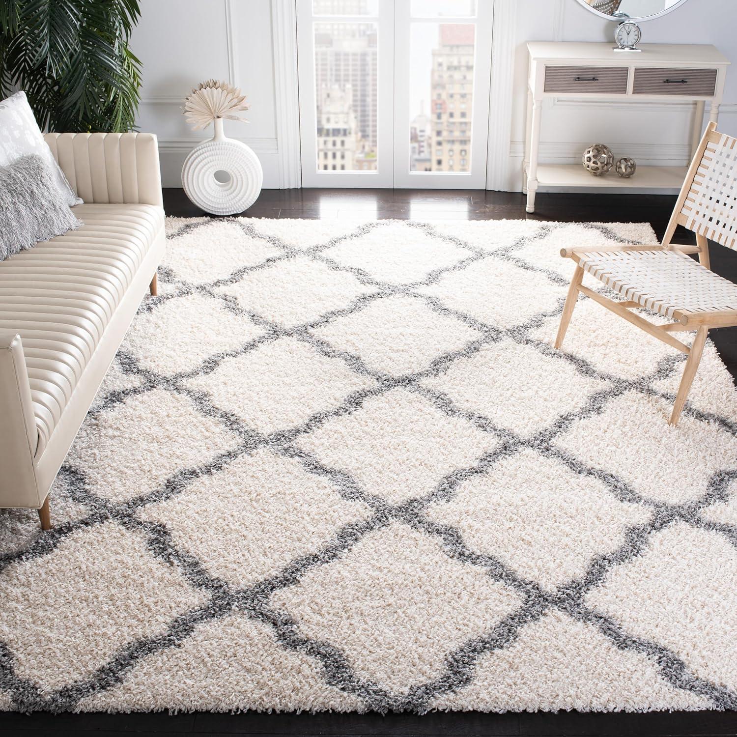 image:imageSAFAVIEH Area Rug 8x10 Dallas Shag Collection Large Ivory amp Beige Trellis Pattern NonShedding amp Easy Cleaning Plush Thick Pile Ideal for Living Room Bedroom Dining Space SGD257BIvoryGrey