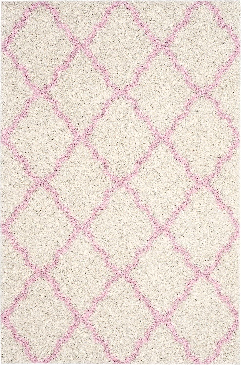 image:imageSAFAVIEH Area Rug 8x10 Dallas Shag Collection Large Ivory amp Beige Trellis Pattern NonShedding amp Easy Cleaning Plush Thick Pile Ideal for Living Room Bedroom Dining Space SGD257BIvoryLight Pink