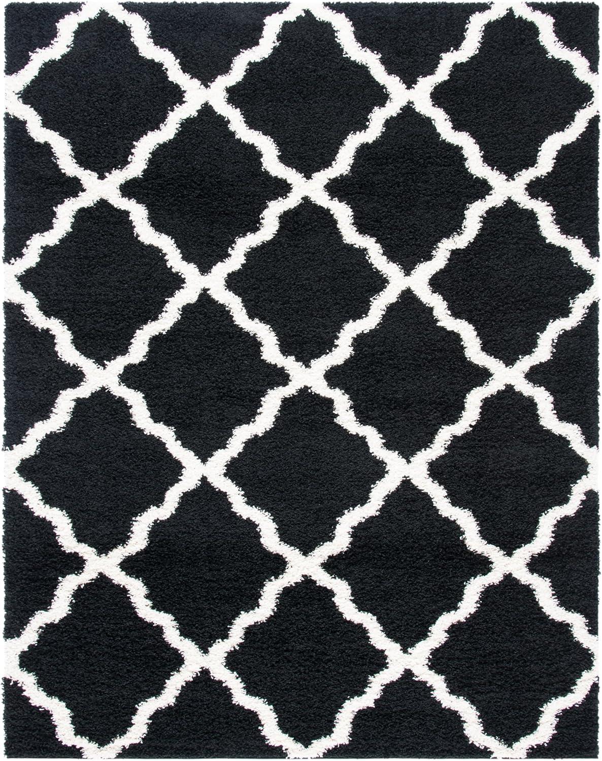 image:imageSAFAVIEH Area Rug 8x10 Dallas Shag Collection Large Ivory amp Beige Trellis Pattern NonShedding amp Easy Cleaning Plush Thick Pile Ideal for Living Room Bedroom Dining Space SGD257BBlackIvory