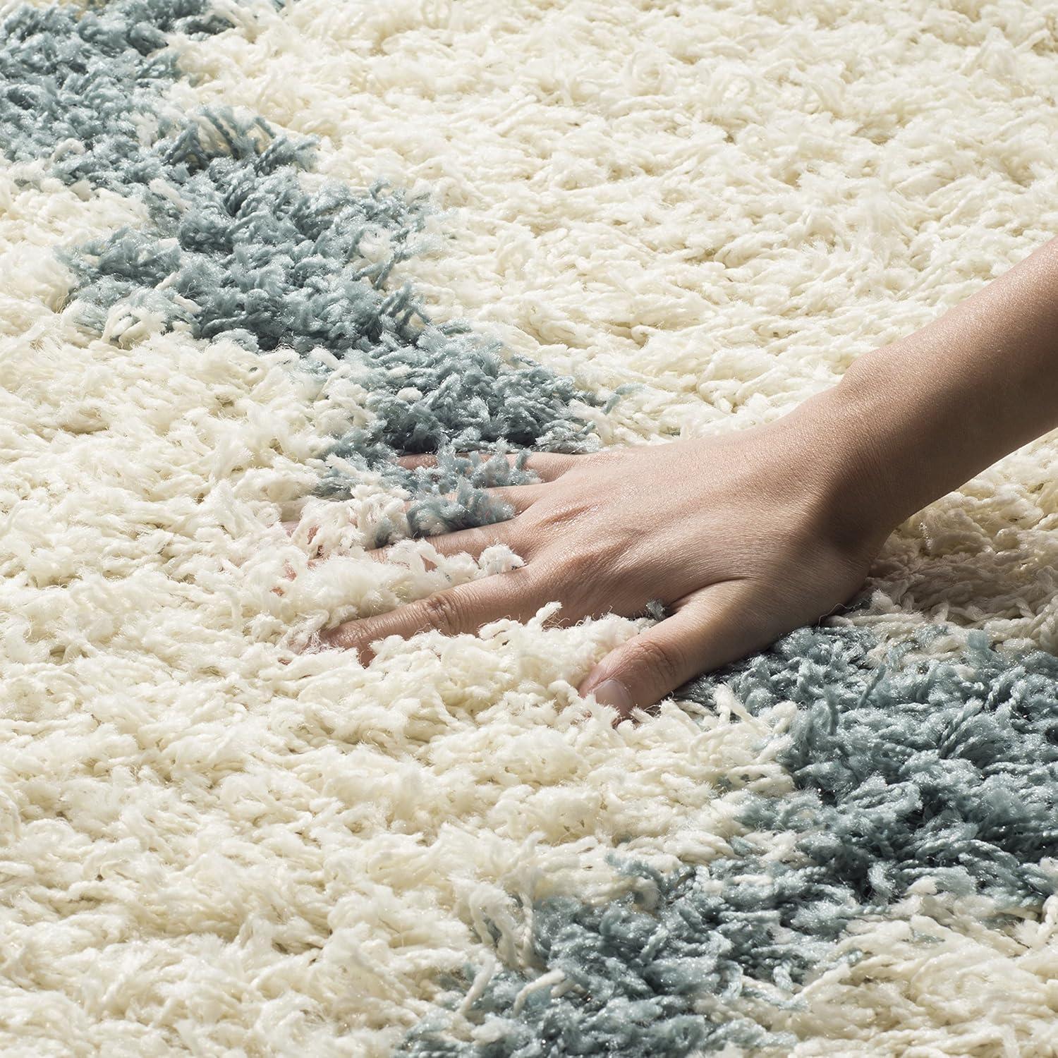 image:imageSAFAVIEH Area Rug 8x10 Dallas Shag Collection Large Ivory amp Beige Trellis Pattern NonShedding amp Easy Cleaning Plush Thick Pile Ideal for Living Room Bedroom Dining Space SGD257BIvoryLight Blue