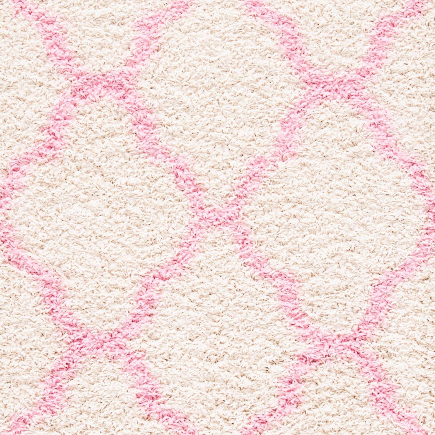 image:imageSAFAVIEH Area Rug 8x10 Dallas Shag Collection Large Ivory amp Beige Trellis Pattern NonShedding amp Easy Cleaning Plush Thick Pile Ideal for Living Room Bedroom Dining Space SGD257BIvoryLight Pink