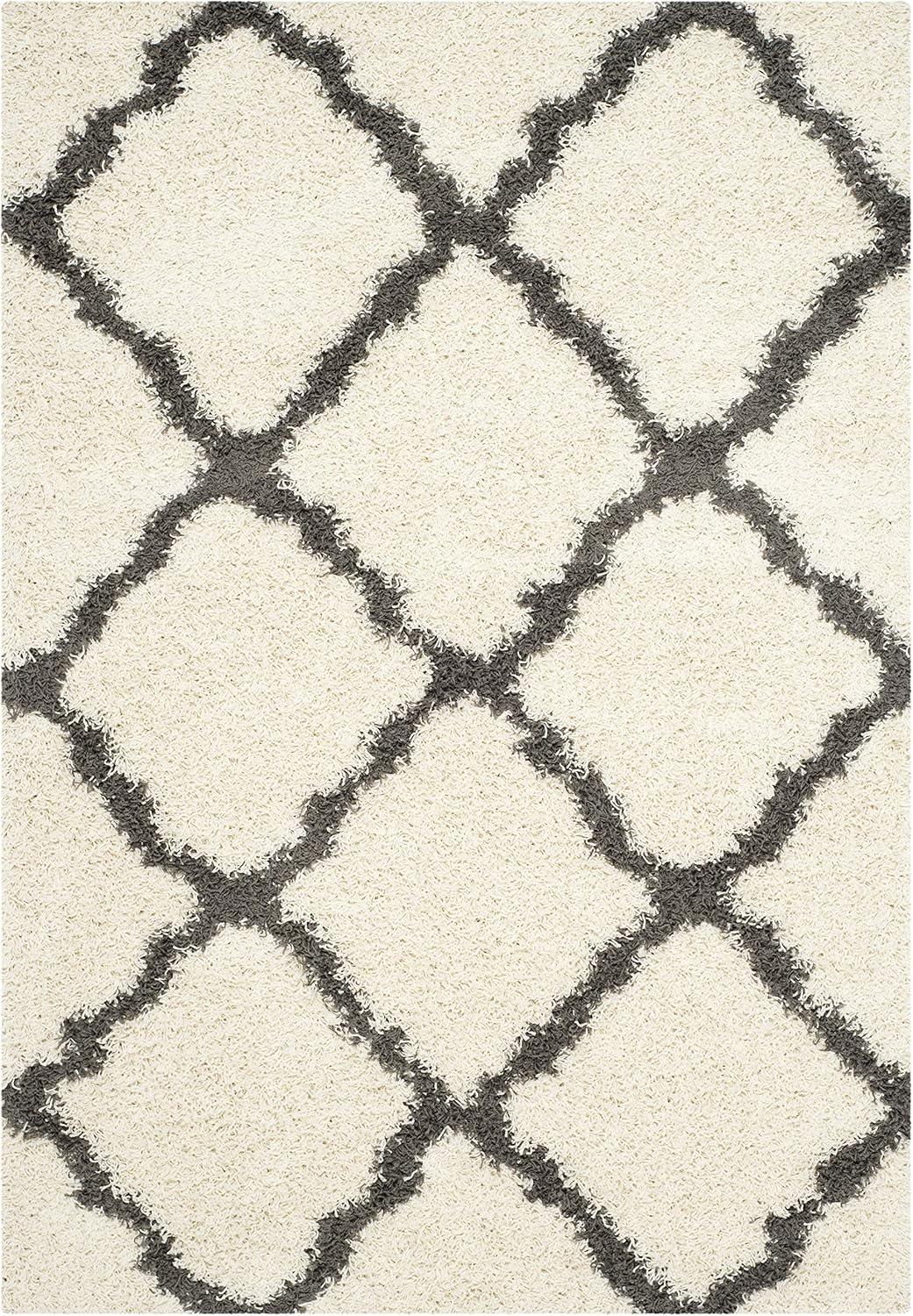 image:imageSAFAVIEH Area Rug 8x10 Dallas Shag Collection Large Ivory amp Beige Trellis Pattern NonShedding amp Easy Cleaning Plush Thick Pile Ideal for Living Room Bedroom Dining Space SGD257BIvoryDark Grey