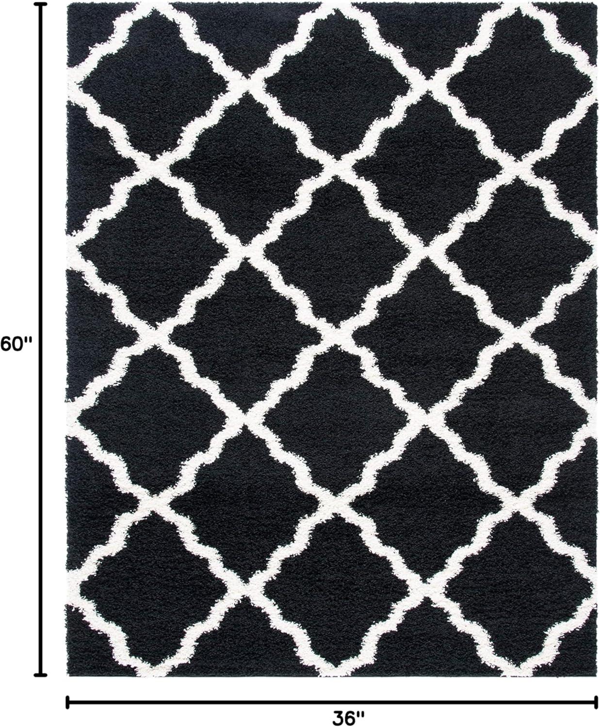 image:imageSAFAVIEH Area Rug 8x10 Dallas Shag Collection Large Ivory amp Beige Trellis Pattern NonShedding amp Easy Cleaning Plush Thick Pile Ideal for Living Room Bedroom Dining Space SGD257BBlackIvory