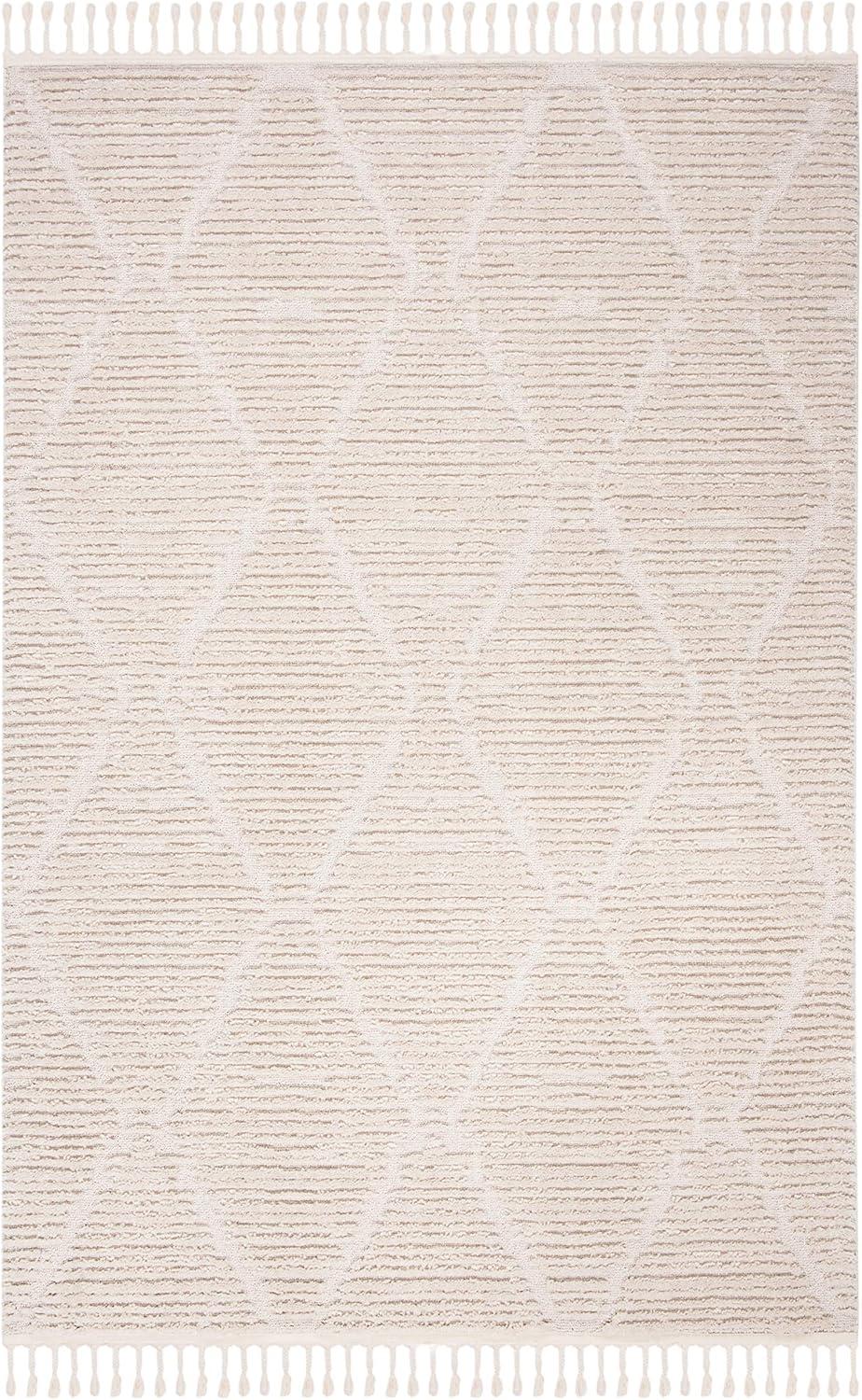 image:imageSAFAVIEH Area Rug 8x10 Marrakesh Collection Large Beige Moroccan Trellis Design with Tassel Detail NonShedding amp Easy to Clean Ideal for Living Room Bedroom Dining Space MRK517CBeige