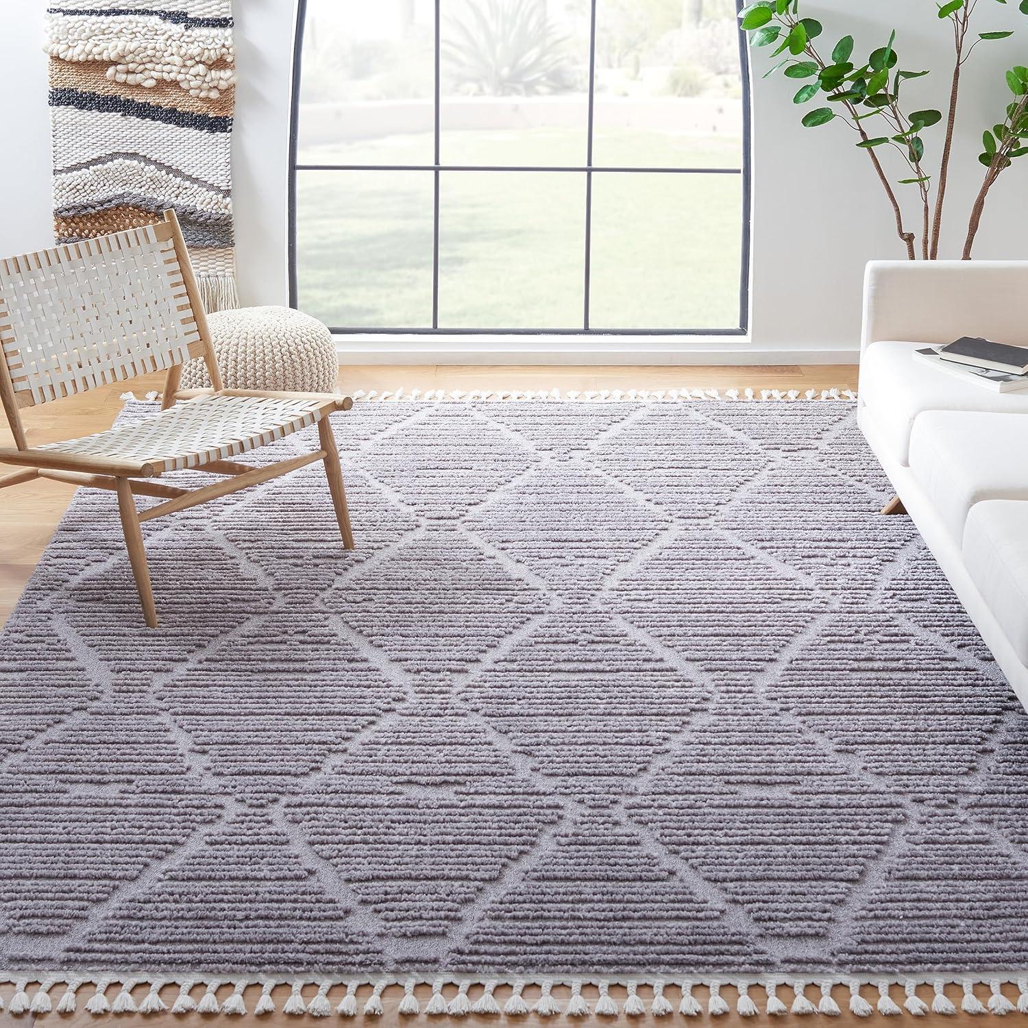 image:imageSAFAVIEH Area Rug 8x10 Marrakesh Collection Large Beige Moroccan Trellis Design with Tassel Detail NonShedding amp Easy to Clean Ideal for Living Room Bedroom Dining Space MRK517CGrey