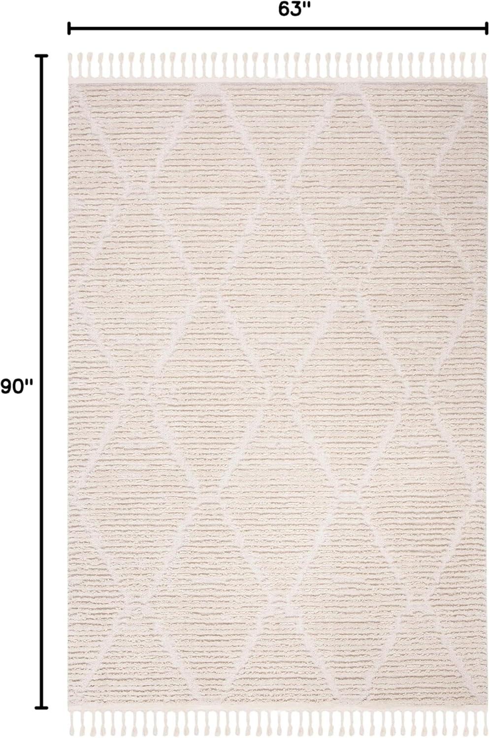image:imageSAFAVIEH Area Rug 8x10 Marrakesh Collection Large Beige Moroccan Trellis Design with Tassel Detail NonShedding amp Easy to Clean Ideal for Living Room Bedroom Dining Space MRK517CBeige