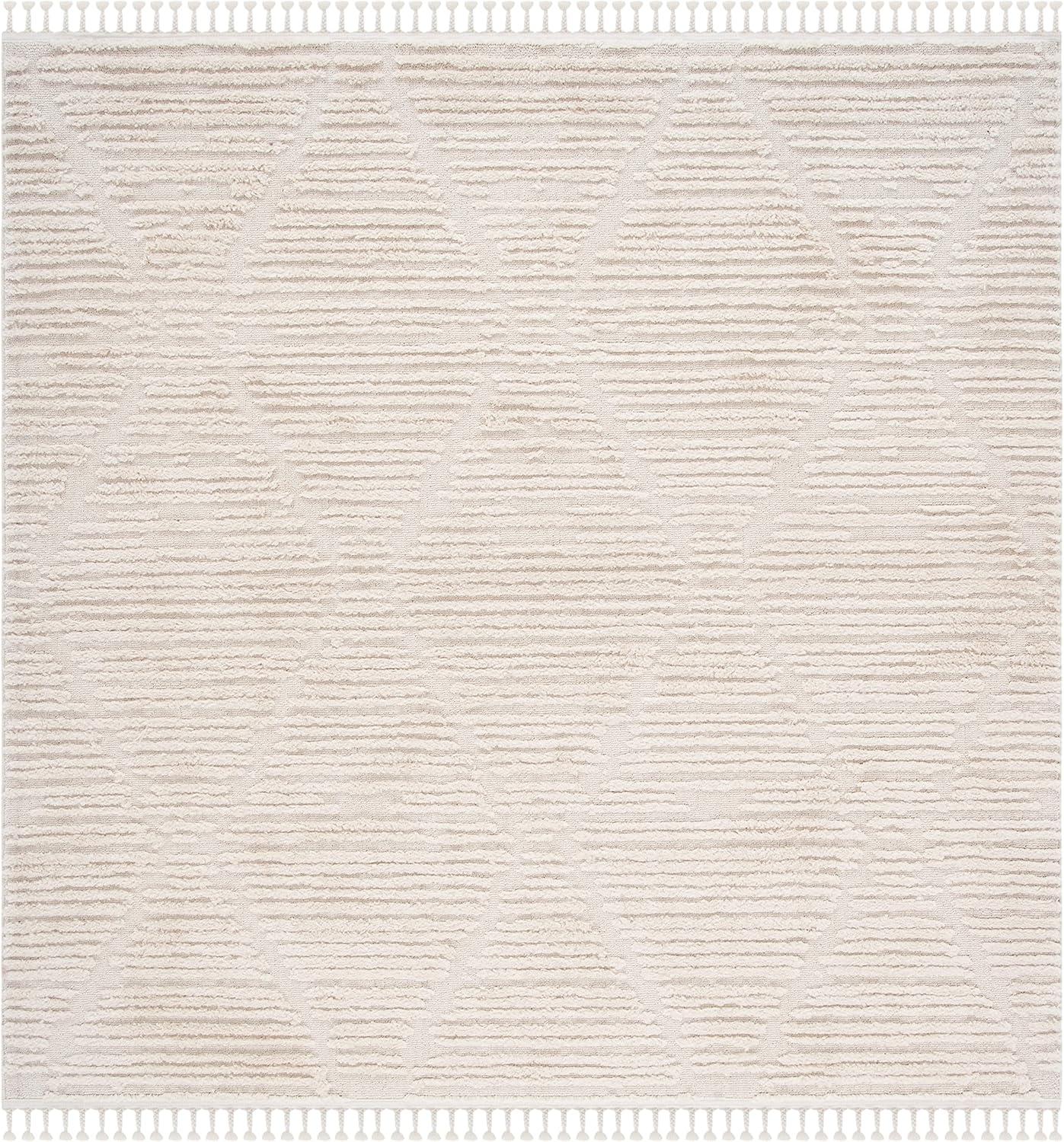 image:imageSAFAVIEH Area Rug 8x10 Marrakesh Collection Large Beige Moroccan Trellis Design with Tassel Detail NonShedding amp Easy to Clean Ideal for Living Room Bedroom Dining Space MRK517CBeige