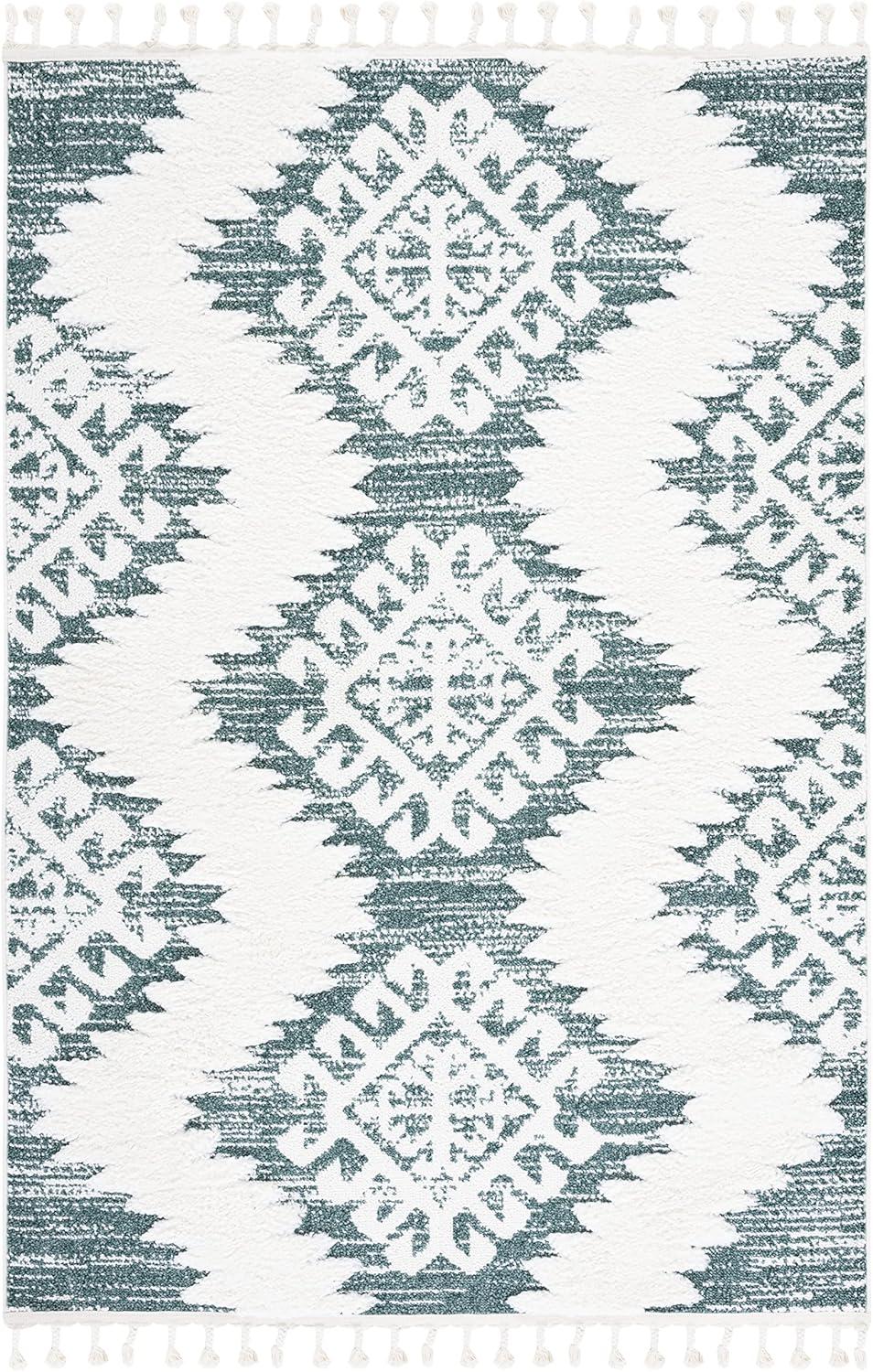 image:imageSAFAVIEH Area Rug 8x10 Moroccan Tassel Shag Collection Large Ivory amp Brown Boho Design NonShedding amp Easy Cleaning Plush Pile Ideal for Living Room Bedroom Dining Space MTS652AGreenIvory