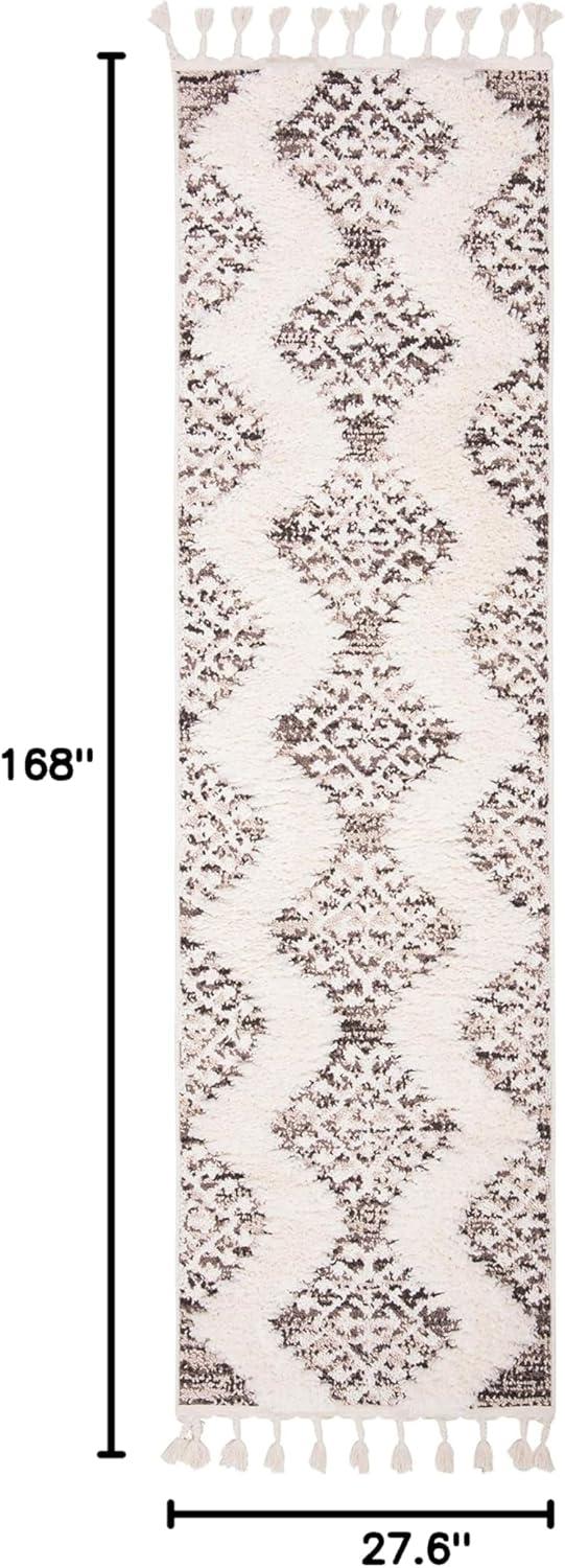 image:imageSAFAVIEH Area Rug 8x10 Moroccan Tassel Shag Collection Large Ivory amp Brown Boho Design NonShedding amp Easy Cleaning Plush Pile Ideal for Living Room Bedroom Dining Space MTS652AIvoryBrown