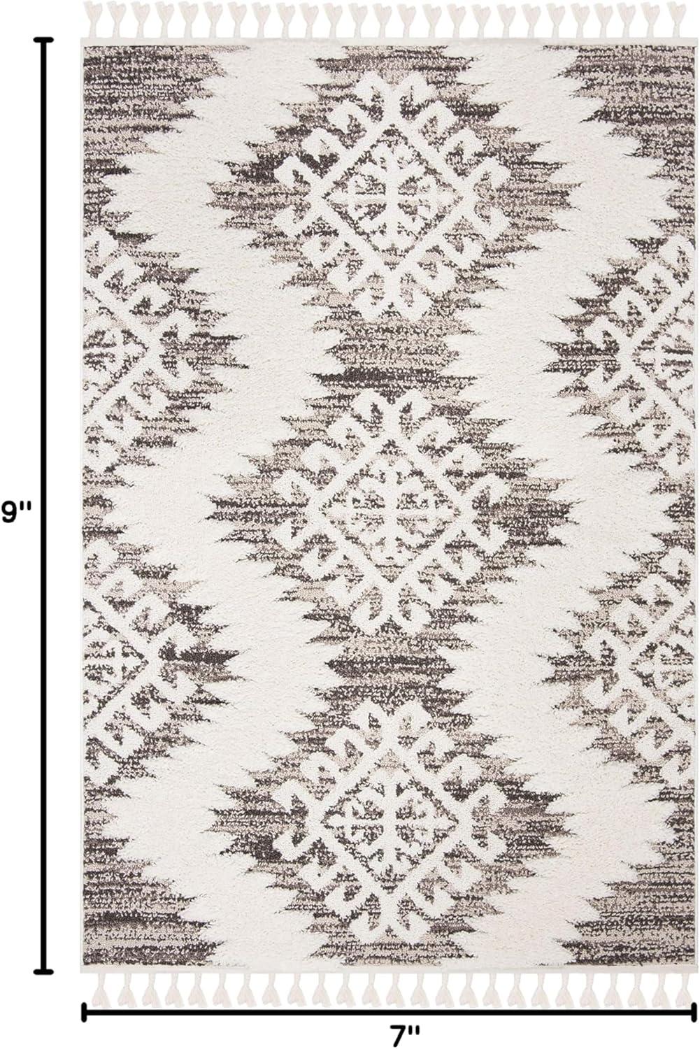 image:imageSAFAVIEH Area Rug 8x10 Moroccan Tassel Shag Collection Large Ivory amp Brown Boho Design NonShedding amp Easy Cleaning Plush Pile Ideal for Living Room Bedroom Dining Space MTS652AIvoryBrown