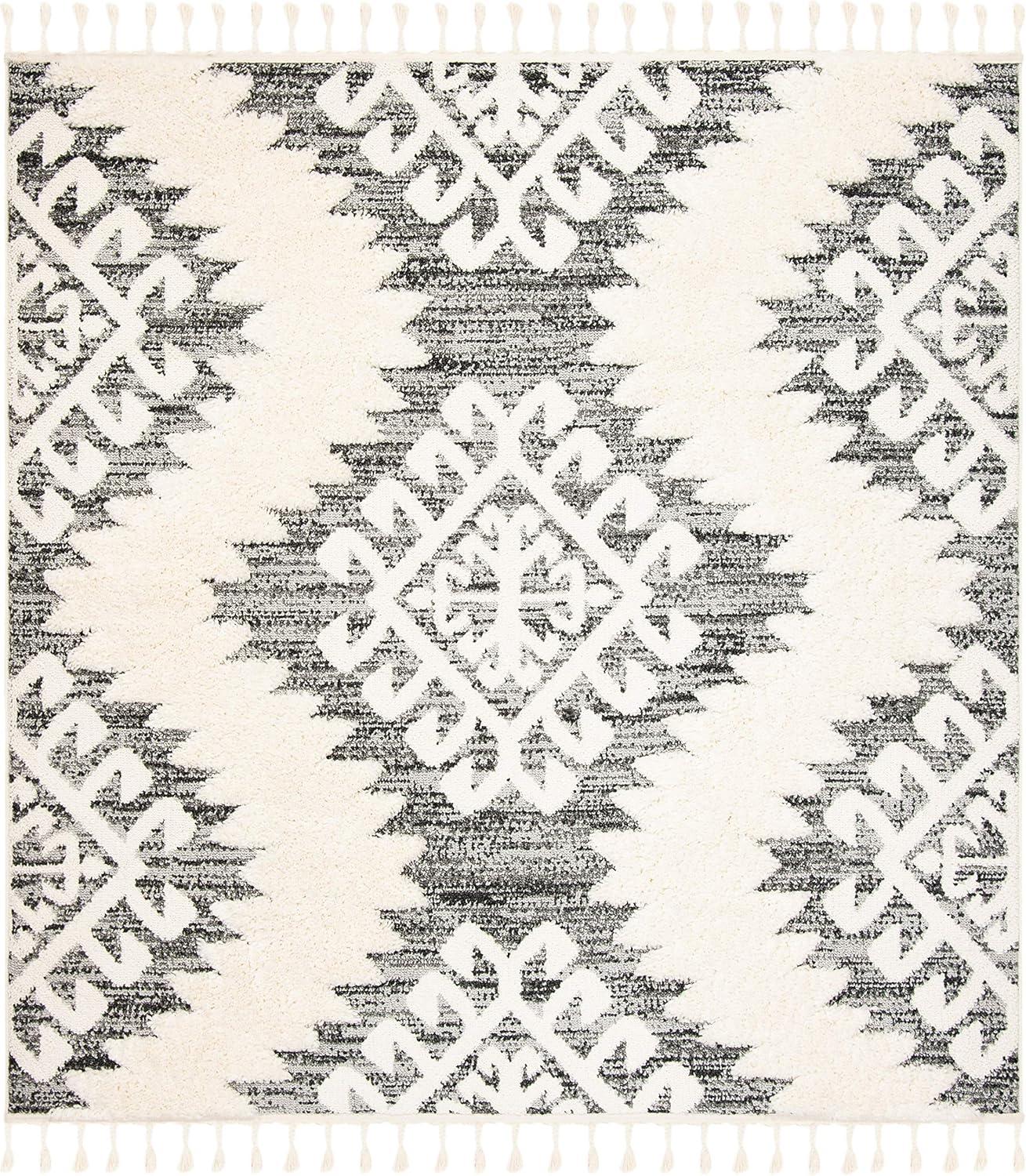 image:imageSAFAVIEH Area Rug 8x10 Moroccan Tassel Shag Collection Large Ivory amp Brown Boho Design NonShedding amp Easy Cleaning Plush Pile Ideal for Living Room Bedroom Dining Space MTS652AIvoryGrey