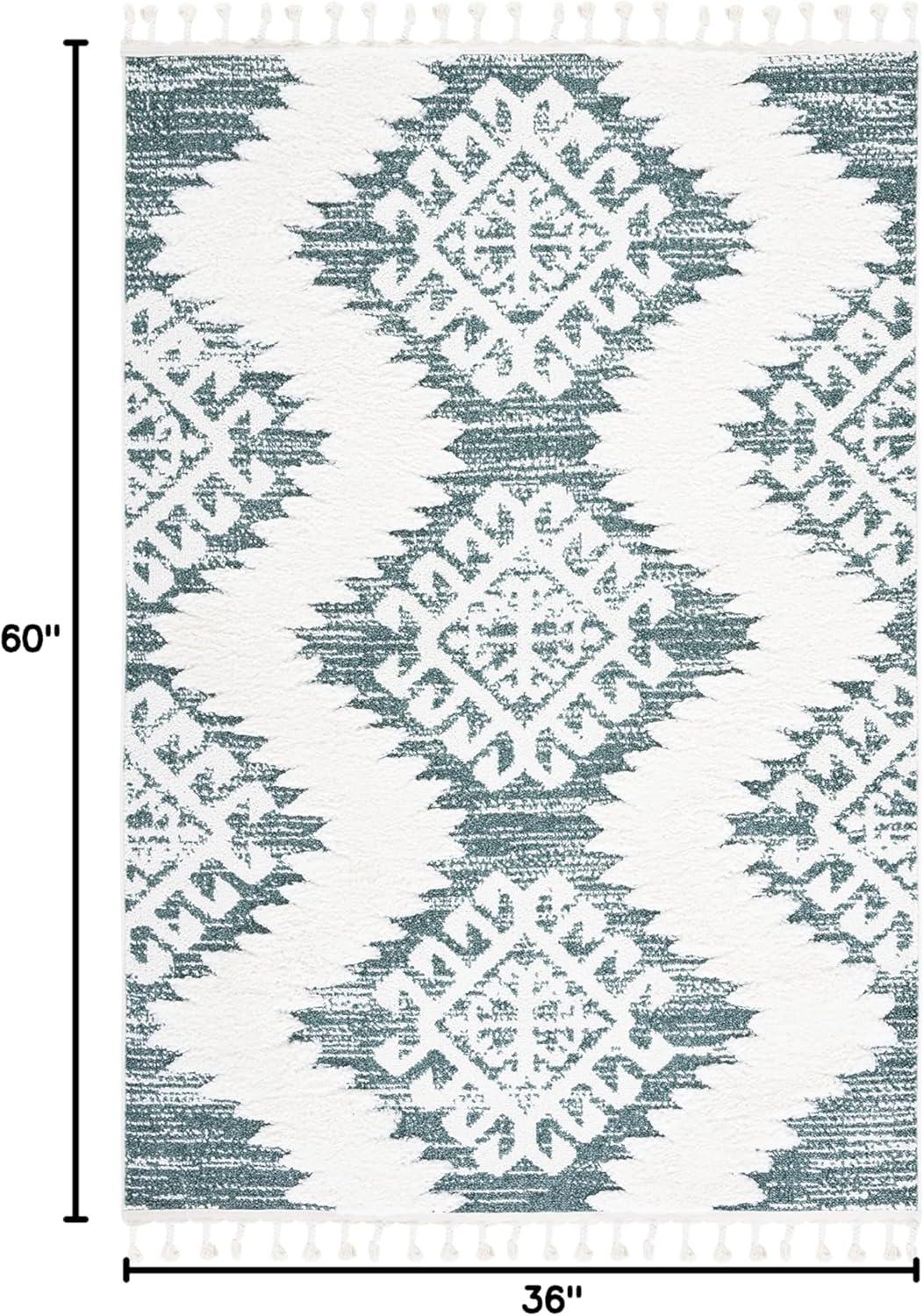 image:imageSAFAVIEH Area Rug 8x10 Moroccan Tassel Shag Collection Large Ivory amp Brown Boho Design NonShedding amp Easy Cleaning Plush Pile Ideal for Living Room Bedroom Dining Space MTS652AGreenIvory